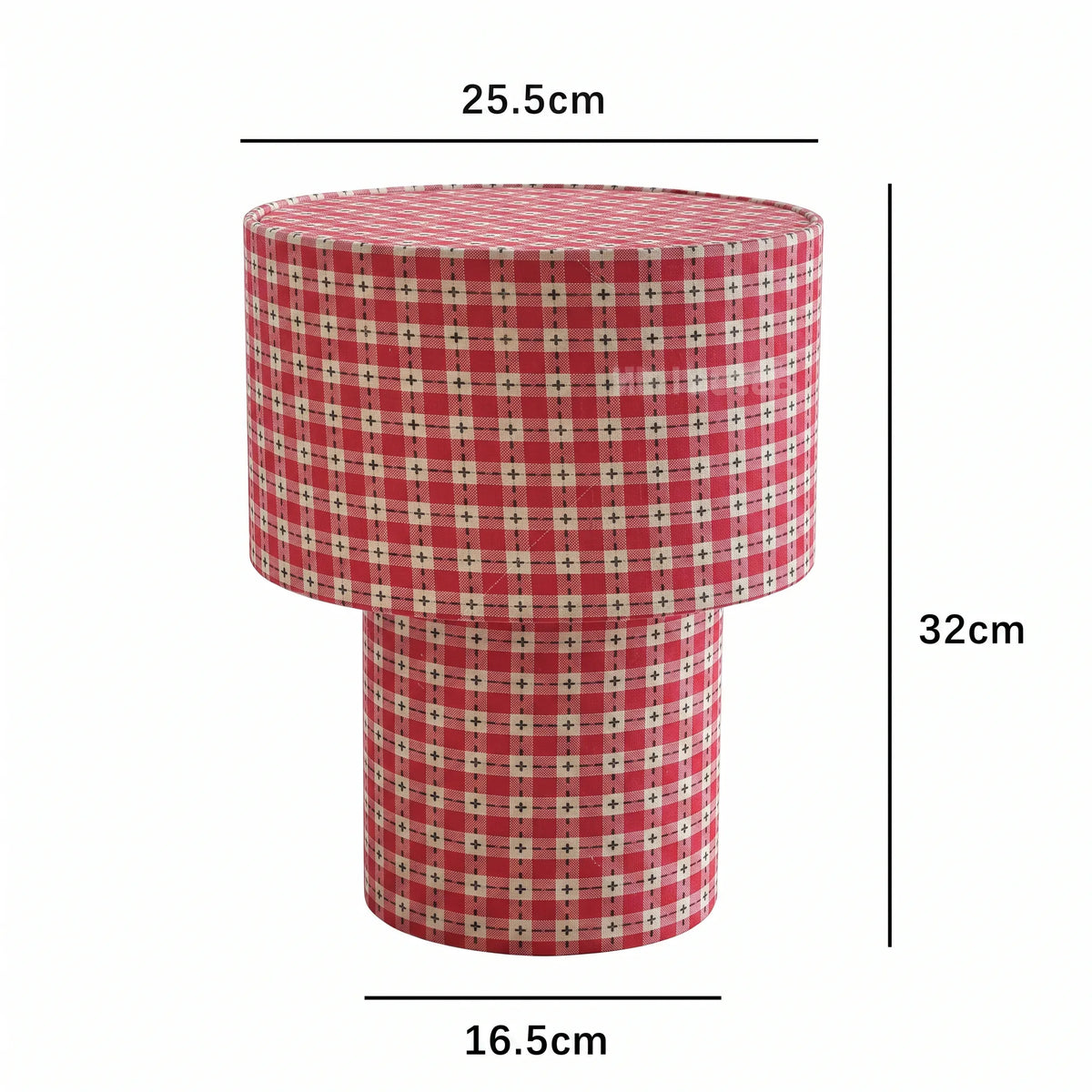 Josie Latticefield Retro Red Gingham Fabric Table Lamp