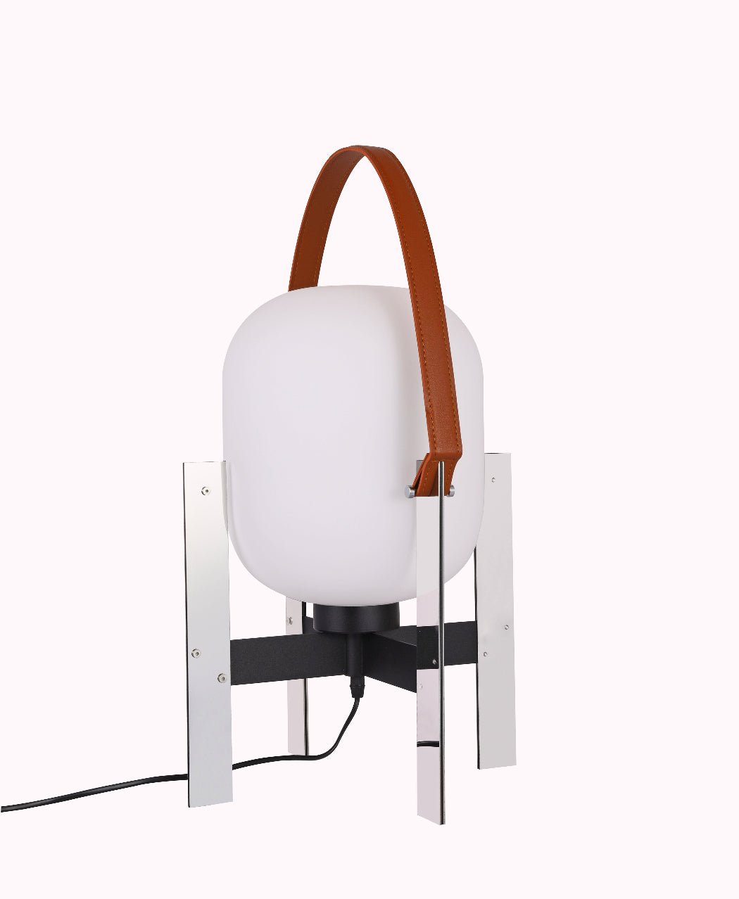 Alix Cesta Metalica Basket Lamp Modern Opal Glass & Chrome Accent Light - Homezee