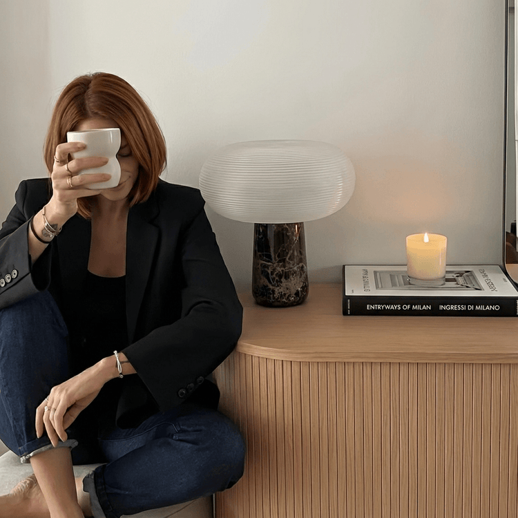 Layla Table Lamp | Frosted Ribbed Glass - Homezee