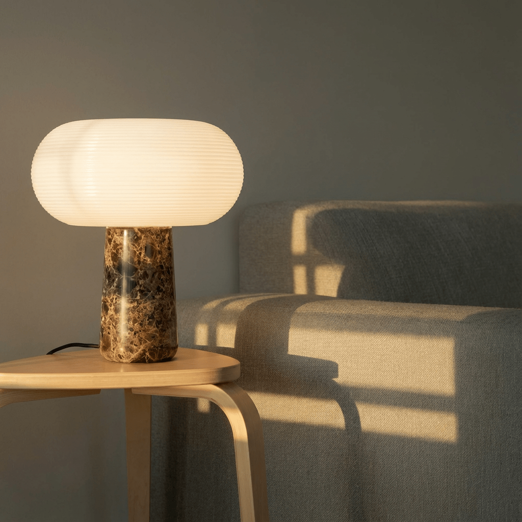 Layla Table Lamp | Frosted Ribbed Glass - Homezee