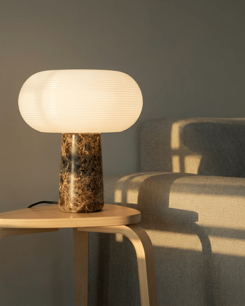 Layla Table Lamp | Frosted Ribbed Glass - Homezee