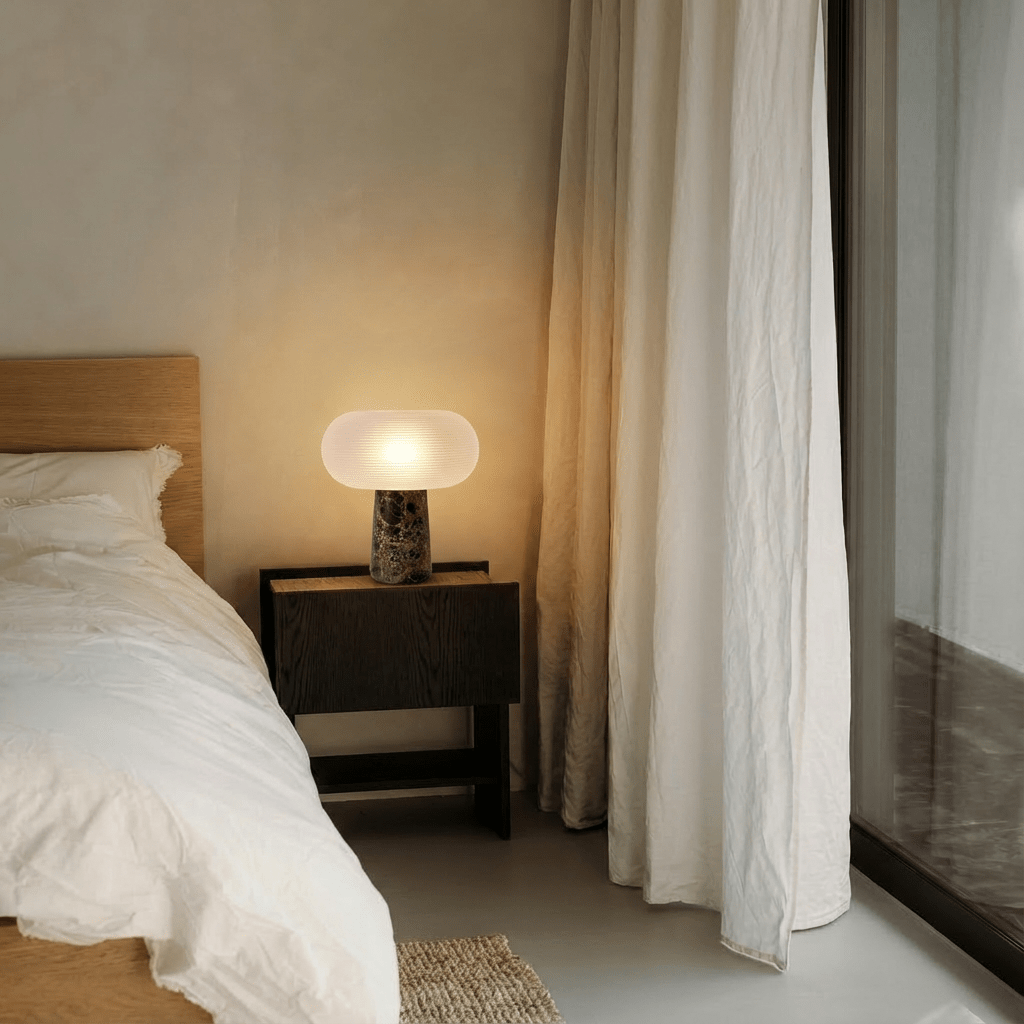 Layla Table Lamp | Frosted Ribbed Glass - Homezee