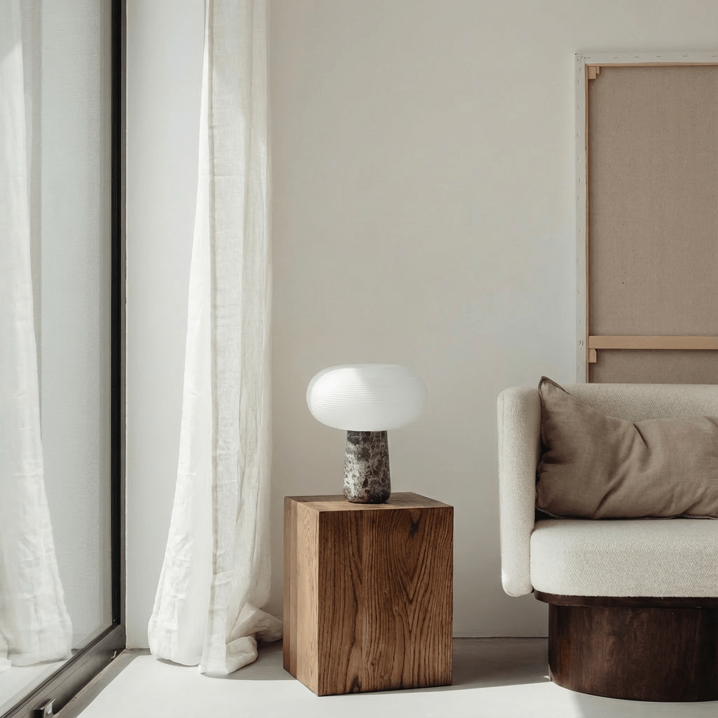 Layla Table Lamp | Frosted Ribbed Glass - Homezee