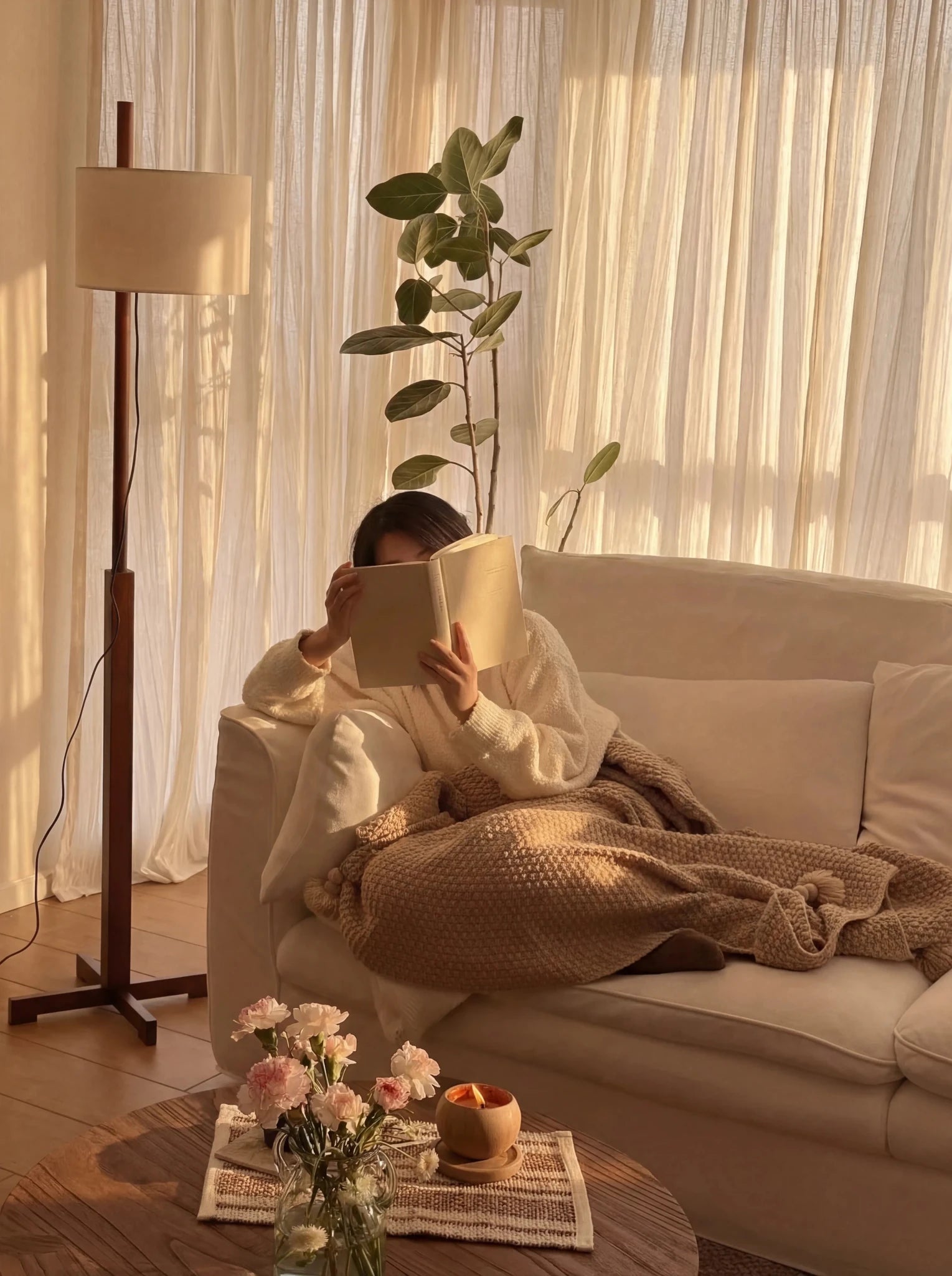 Mila Colonial Floor Lamp | Walnut Wood & Chrome - Homezee