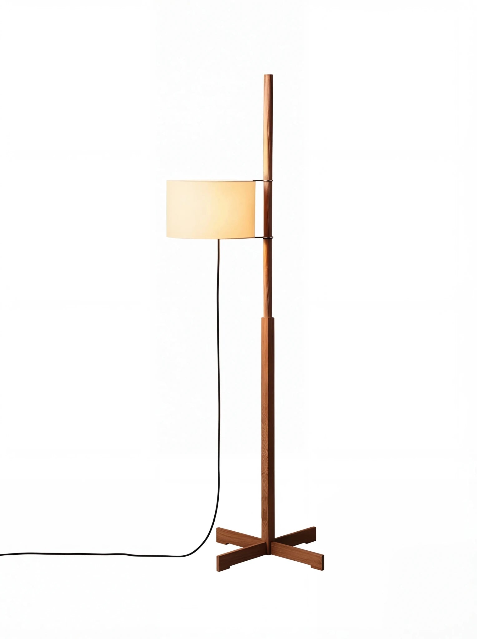 Mila Colonial Floor Lamp | Walnut Wood & Chrome - Homezee