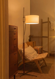 Mila Colonial Floor Lamp | Walnut Wood & Chrome - Homezee