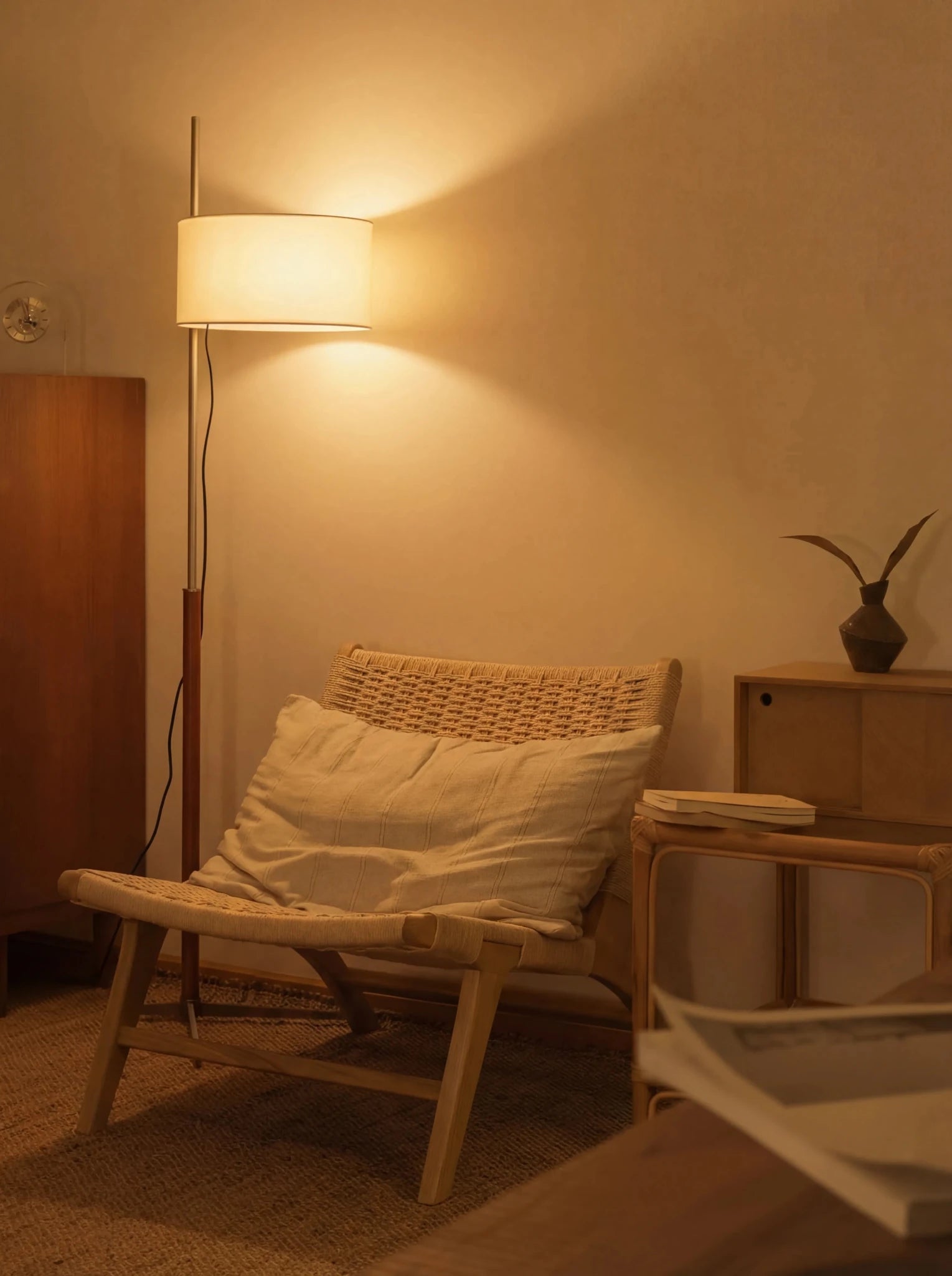 Mila Colonial Floor Lamp | Walnut Wood & Chrome - Homezee