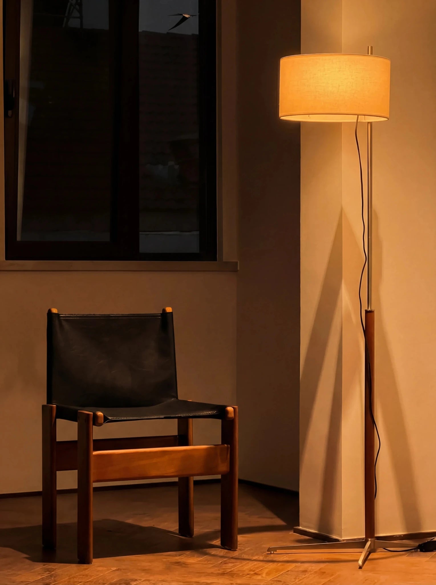 Mila Colonial Floor Lamp | Walnut Wood & Chrome - Homezee