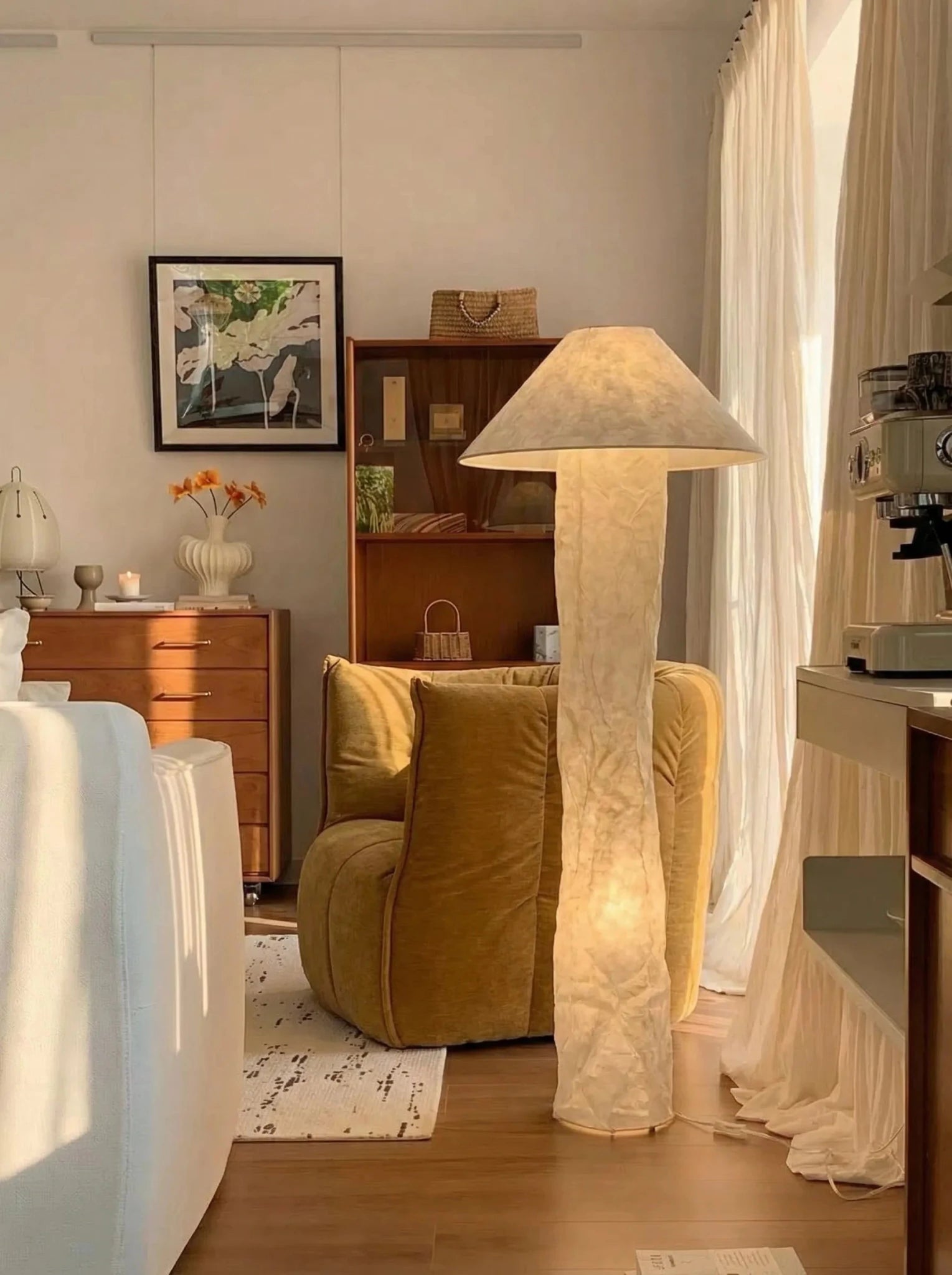 Akari - style Crinkle Paper Table Lamp Floor Lamp - Homezee