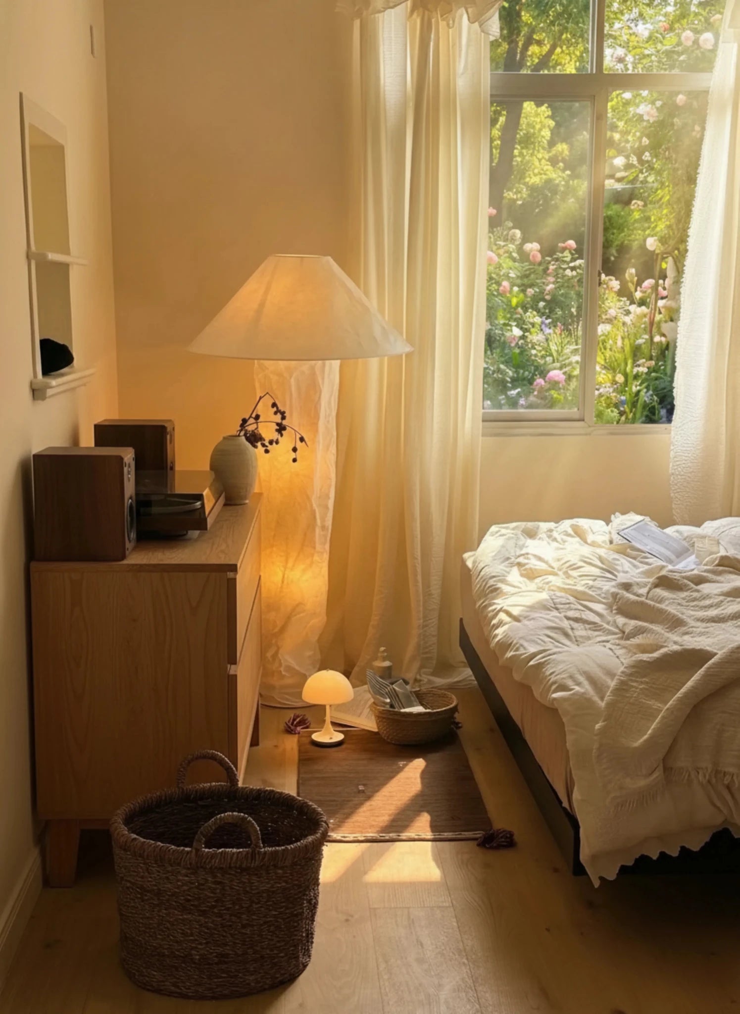 Akari - style Crinkle Paper Table Lamp Floor Lamp - Homezee