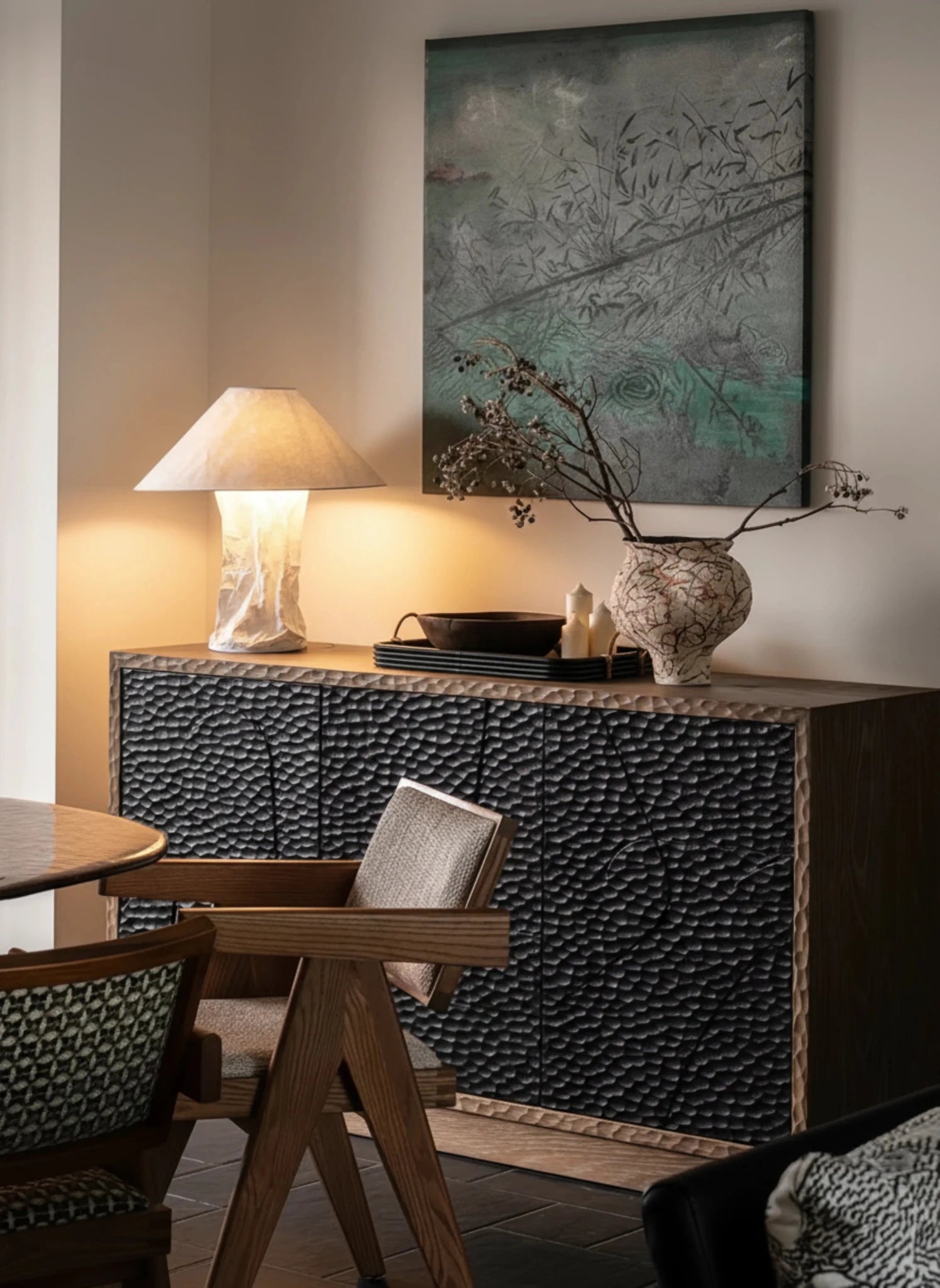 Akari - style Crinkle Paper Table Lamp Floor Lamp - Homezee