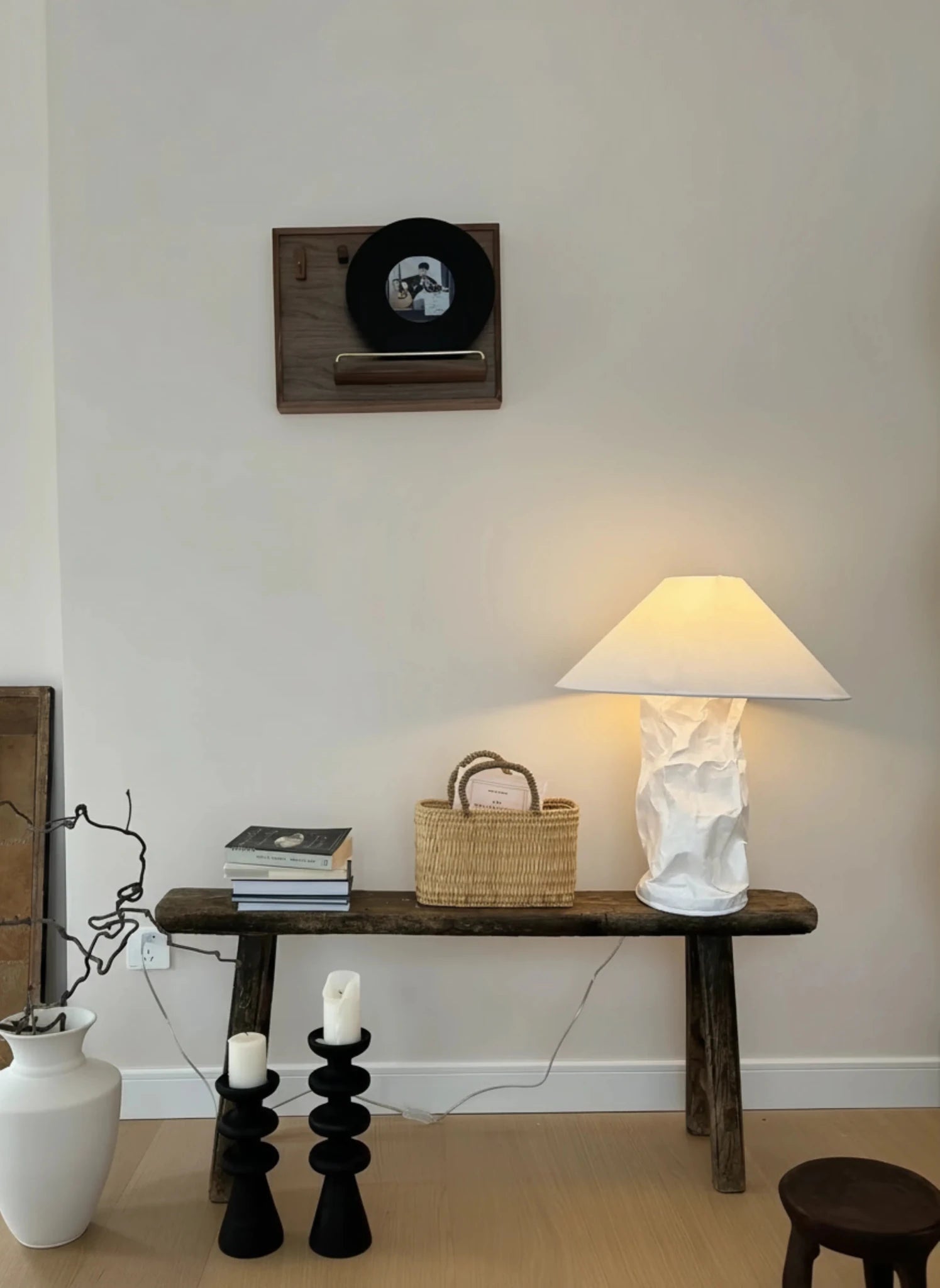 Akari - style Crinkle Paper Table Lamp Floor Lamp - Homezee