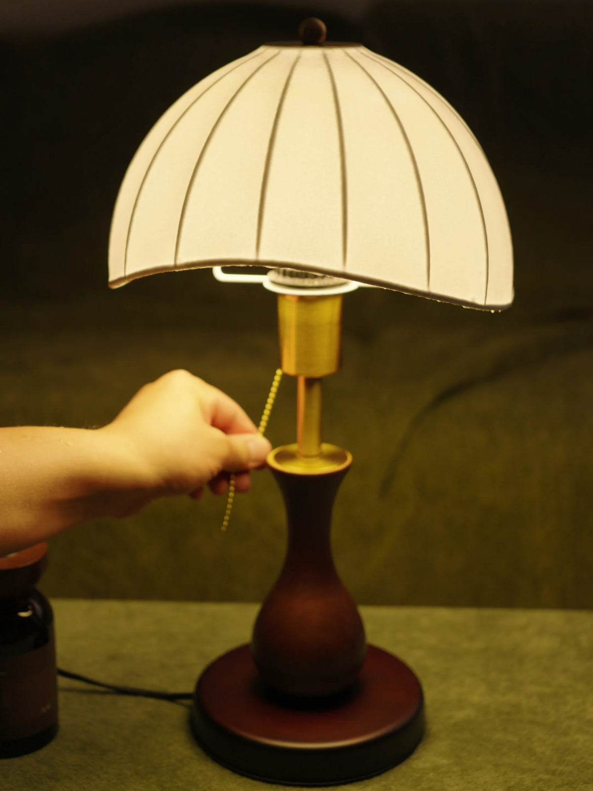 Nagoya Wooden Pull‑Chain Table Lamp