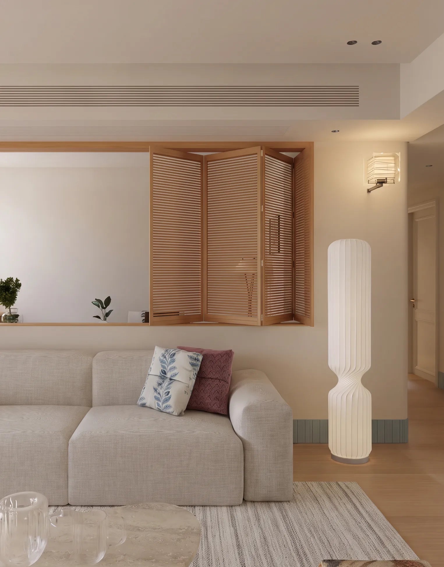 Nelson Cylinder Pleated Silk LED Pendant Light / Floor Lamp