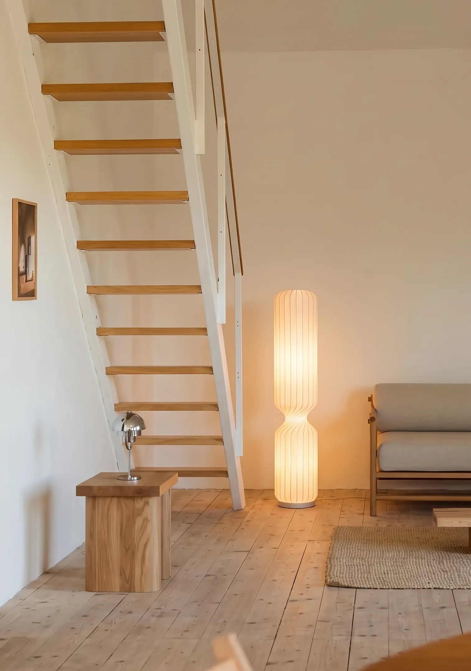 Nelson Cylinder Pleated Silk LED Pendant Light / Floor Lamp