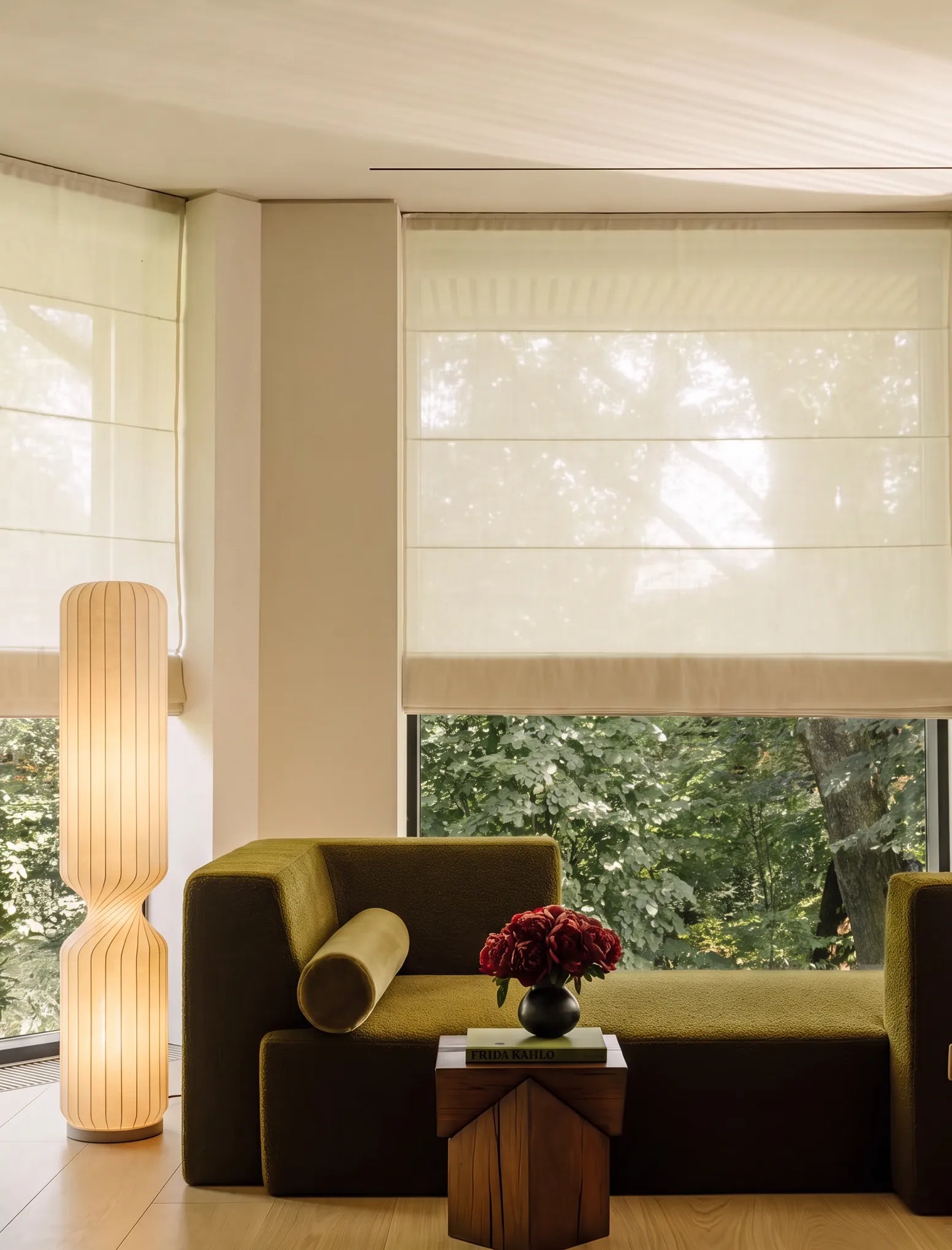 Nelson Cylinder Pleated Silk LED Pendant Light / Floor Lamp