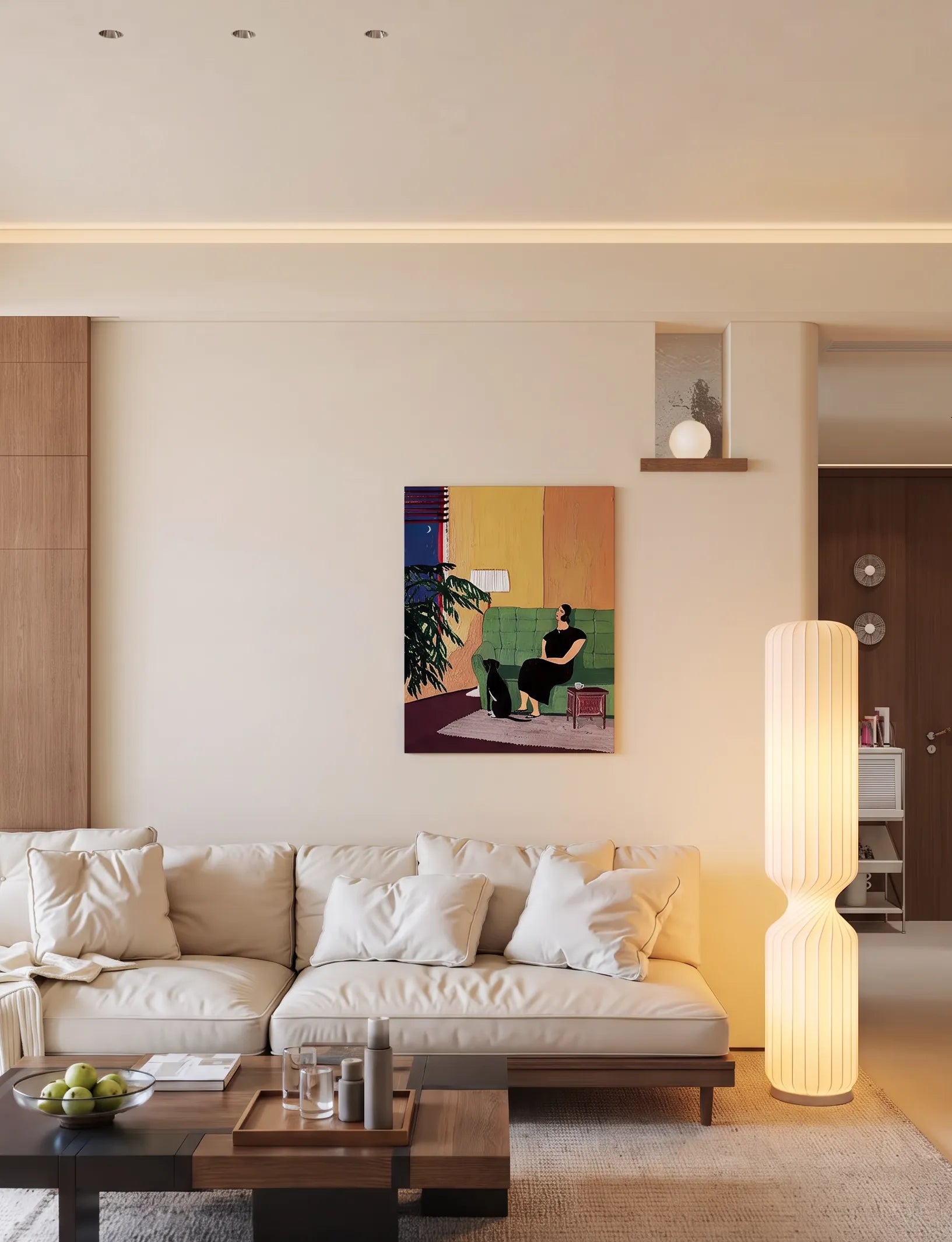 Nelson Cylinder Pleated Silk LED Pendant Light / Floor Lamp