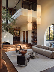 Nelson Cylinder Pleated Silk LED Pendant Light / Floor Lamp