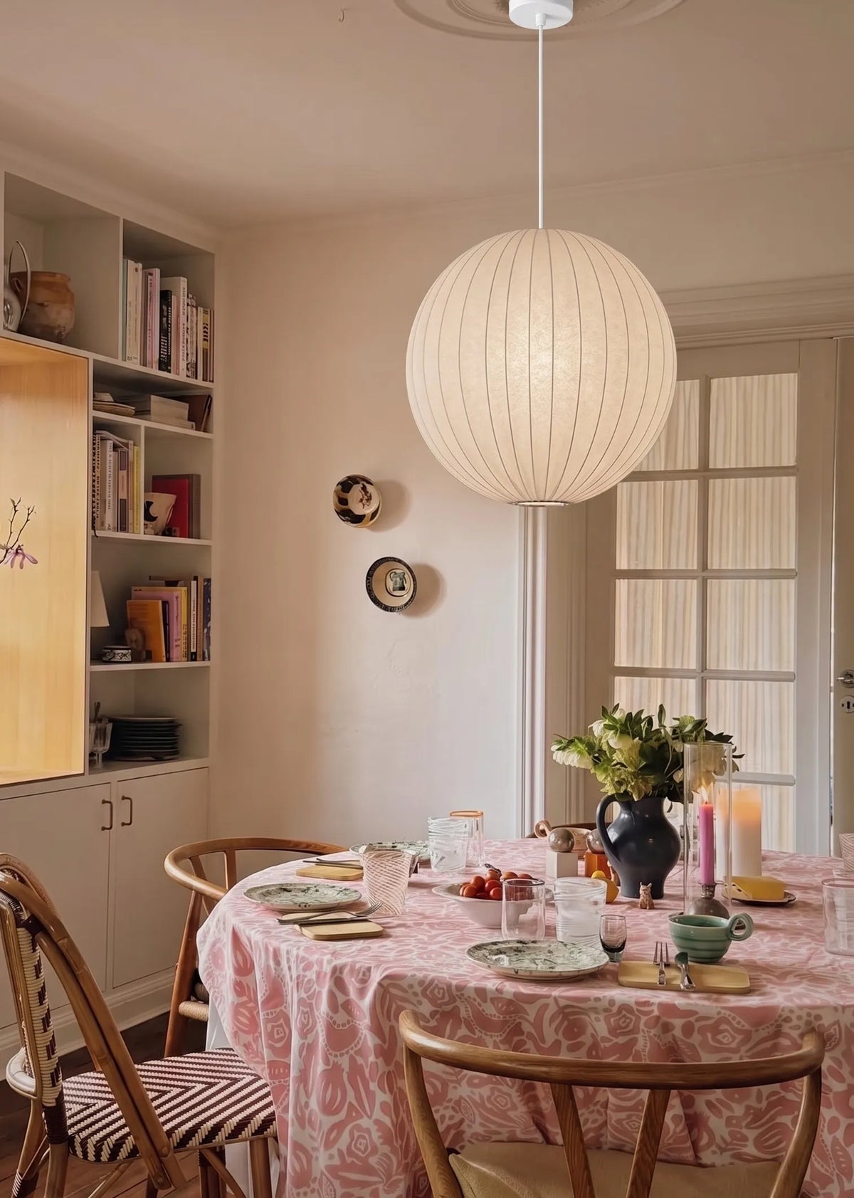 Nelson Lantern Orb Round Silk Pendant Light