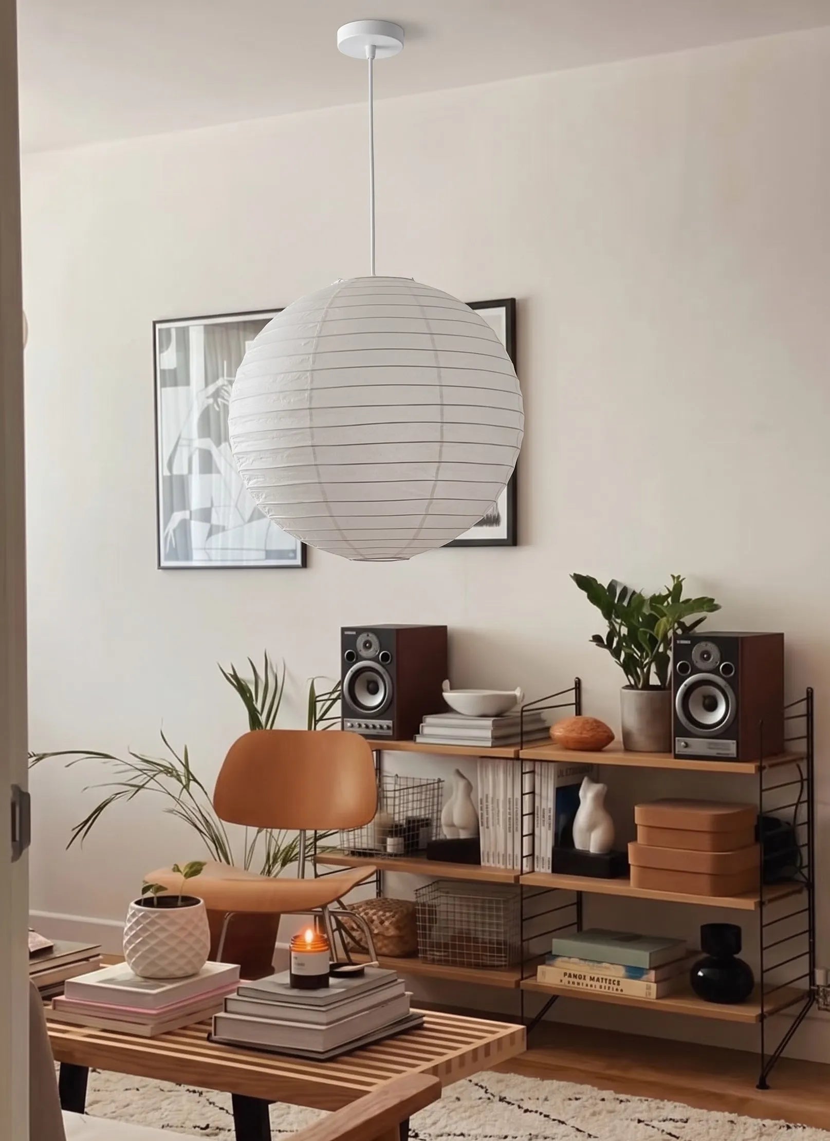 Nelson Lantern Orb Round Silk Pendant Light