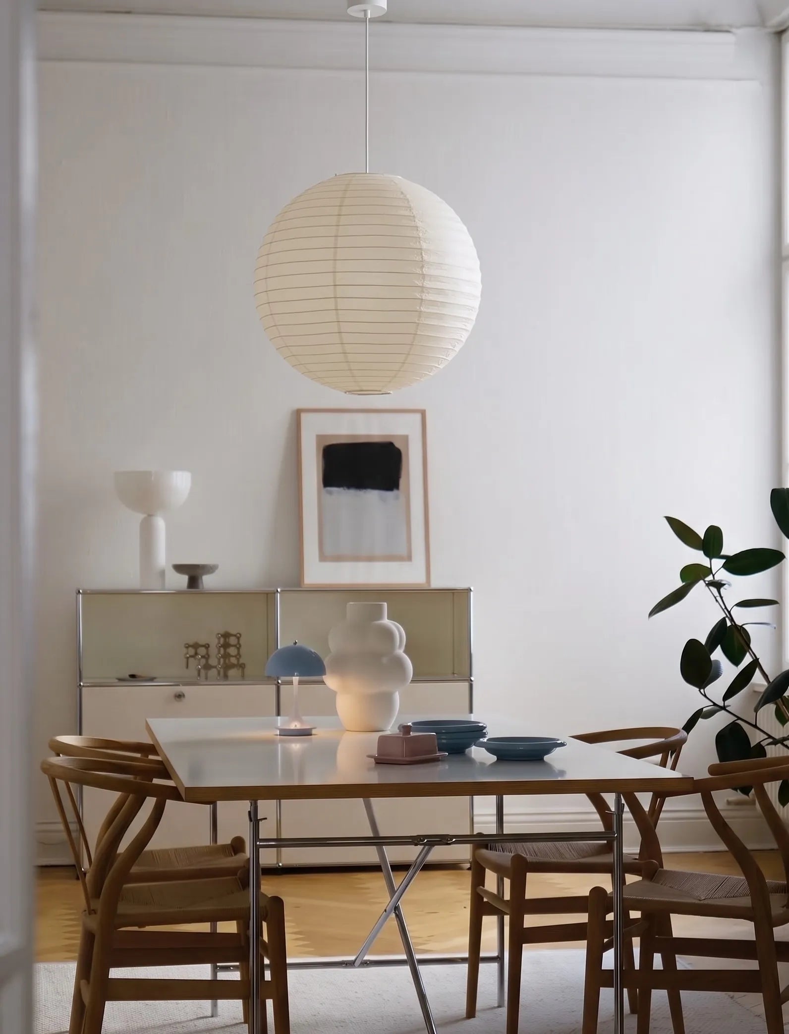 Nelson Lantern Orb Round Silk Pendant Light