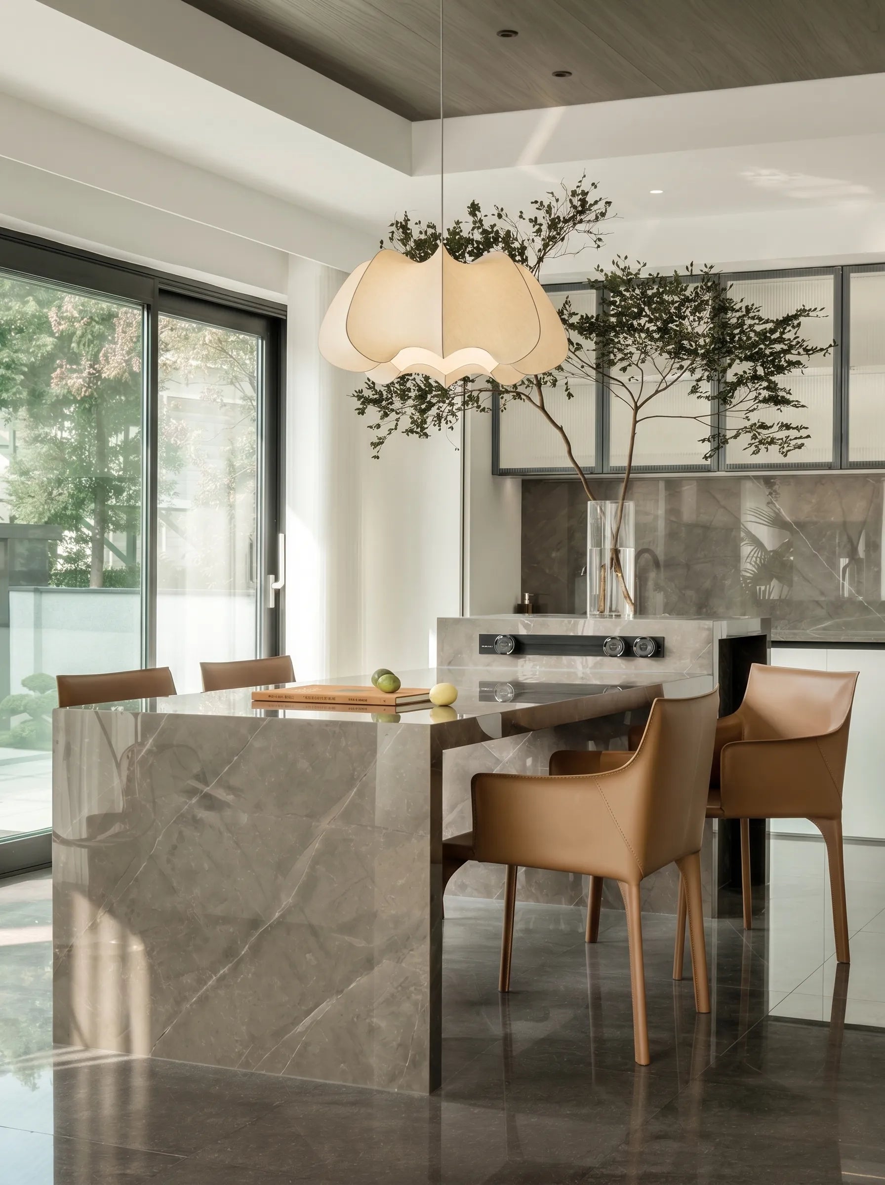 Nelson Silk Petal Bubble Japandi Pendant Light