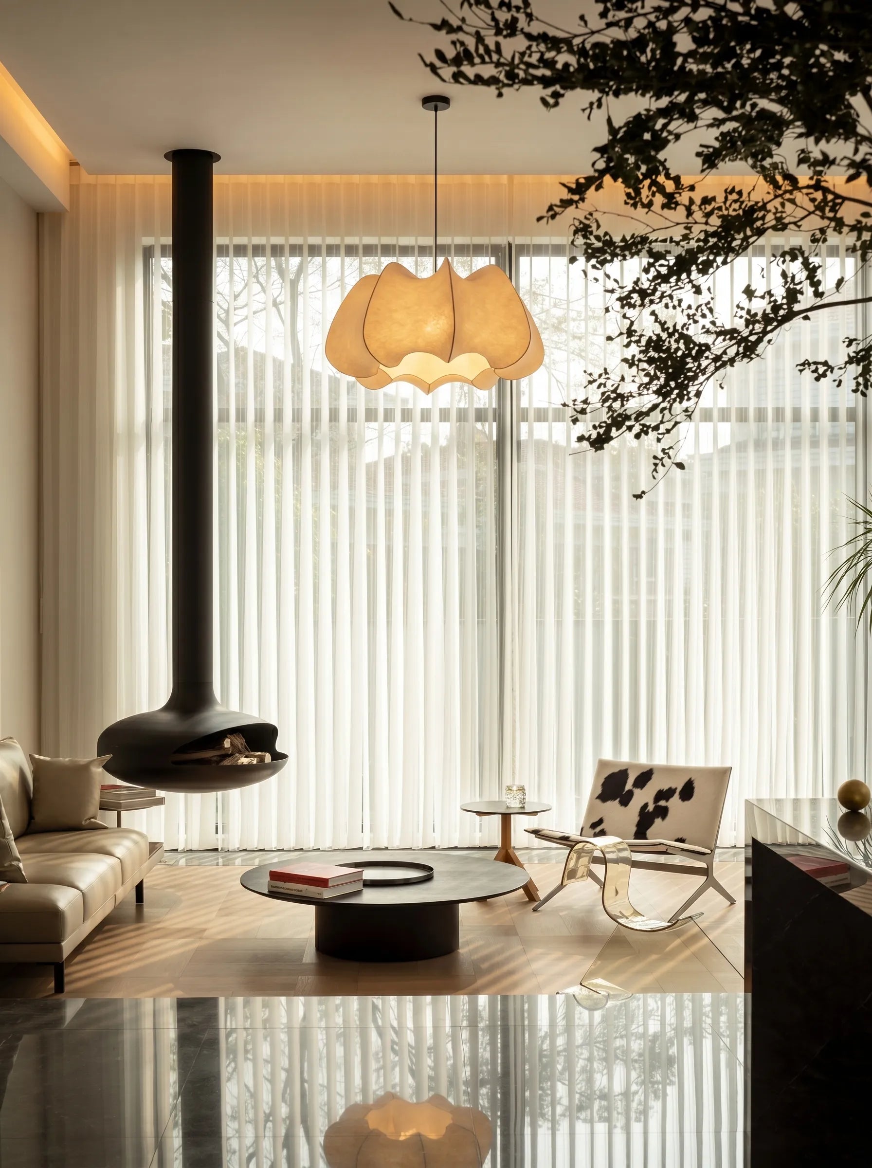 Nelson Silk Petal Bubble Japandi Pendant Light
