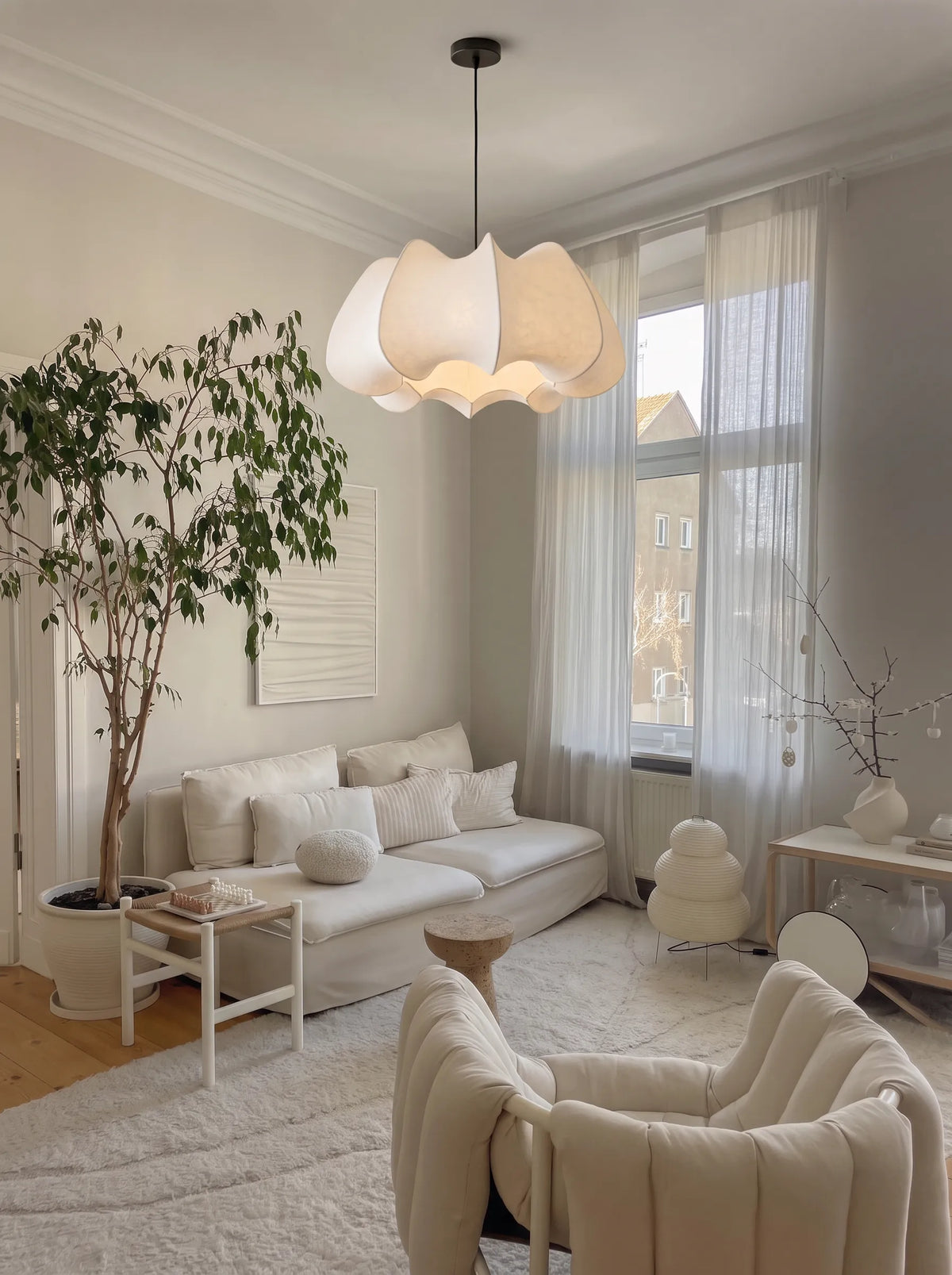 Nelson Silk Petal Bubble Japandi Pendant Light