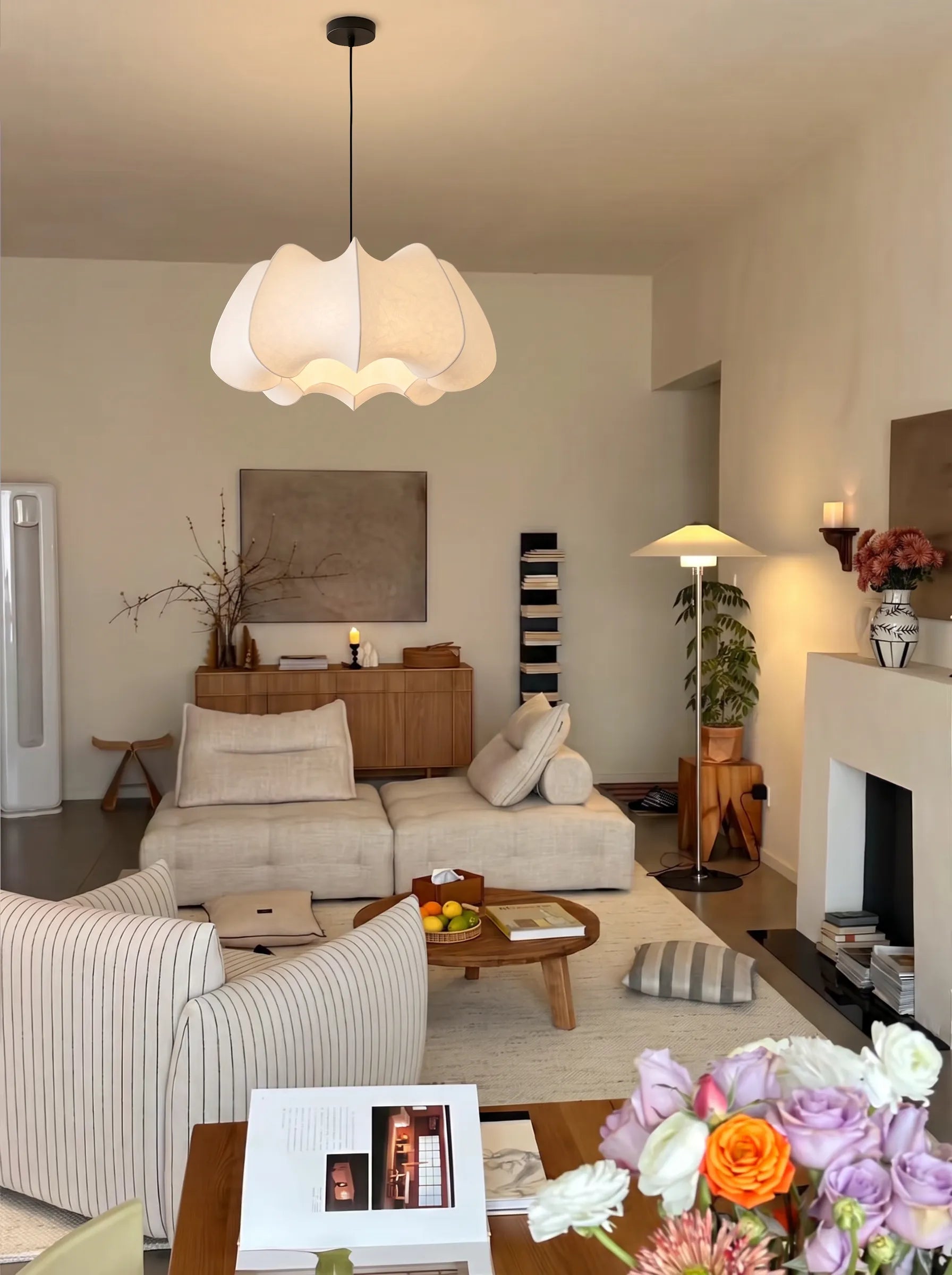 Nelson Silk Petal Bubble Japandi Pendant Light