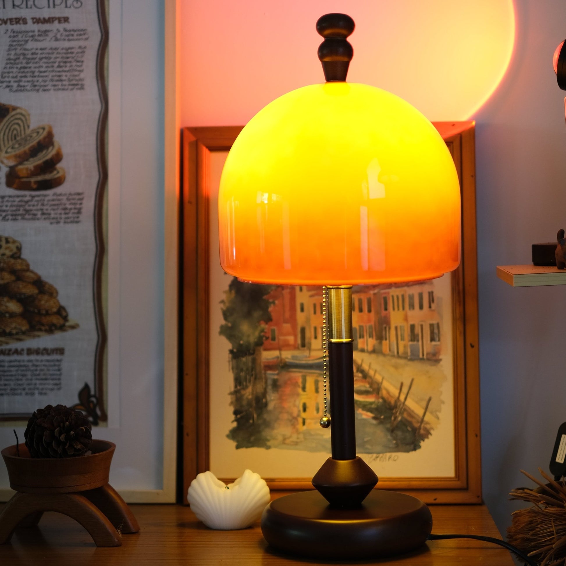 Olivia Bell Table Lamp | Pull Chain Switch - Homezee