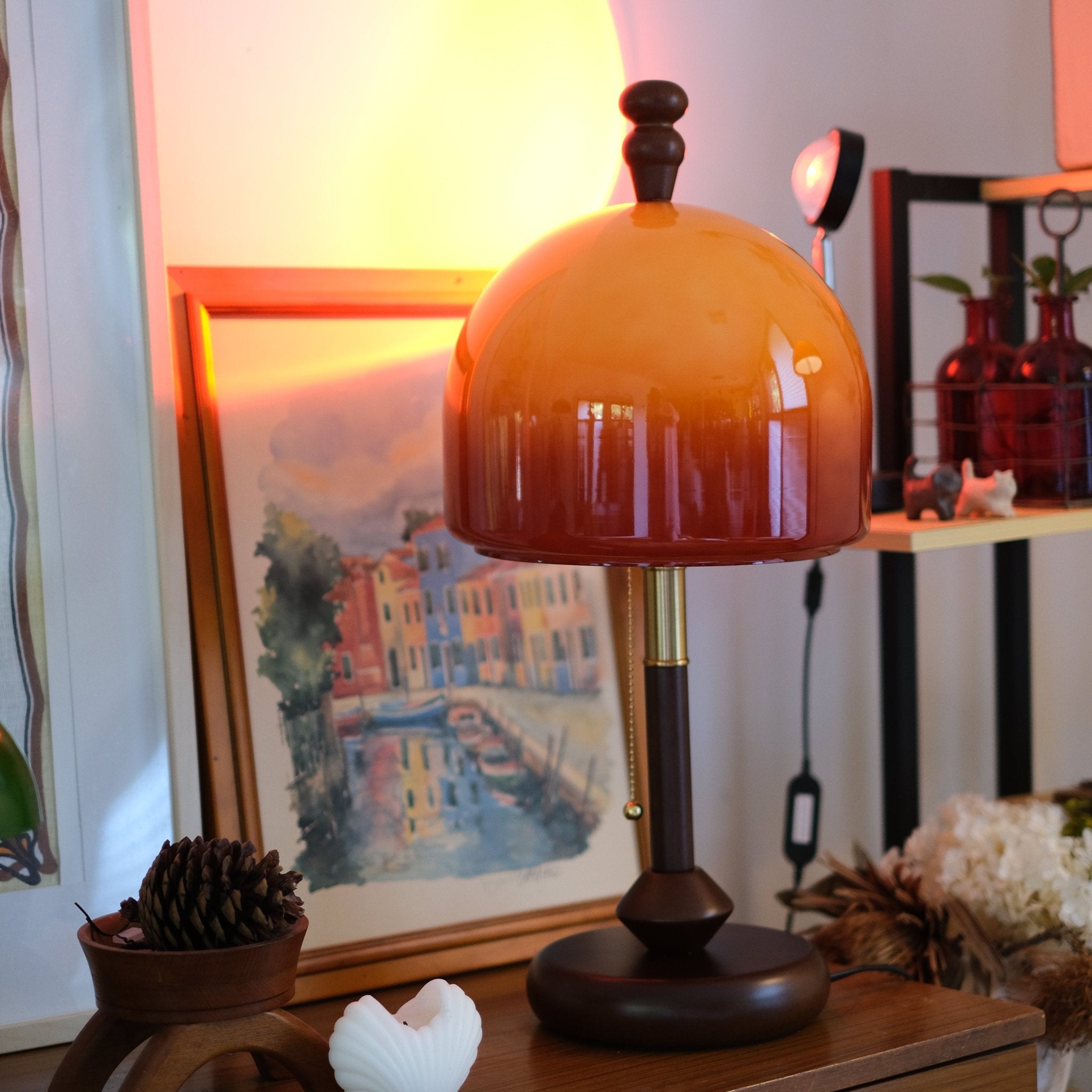 Olivia Bell Table Lamp | Pull Chain Switch - Homezee