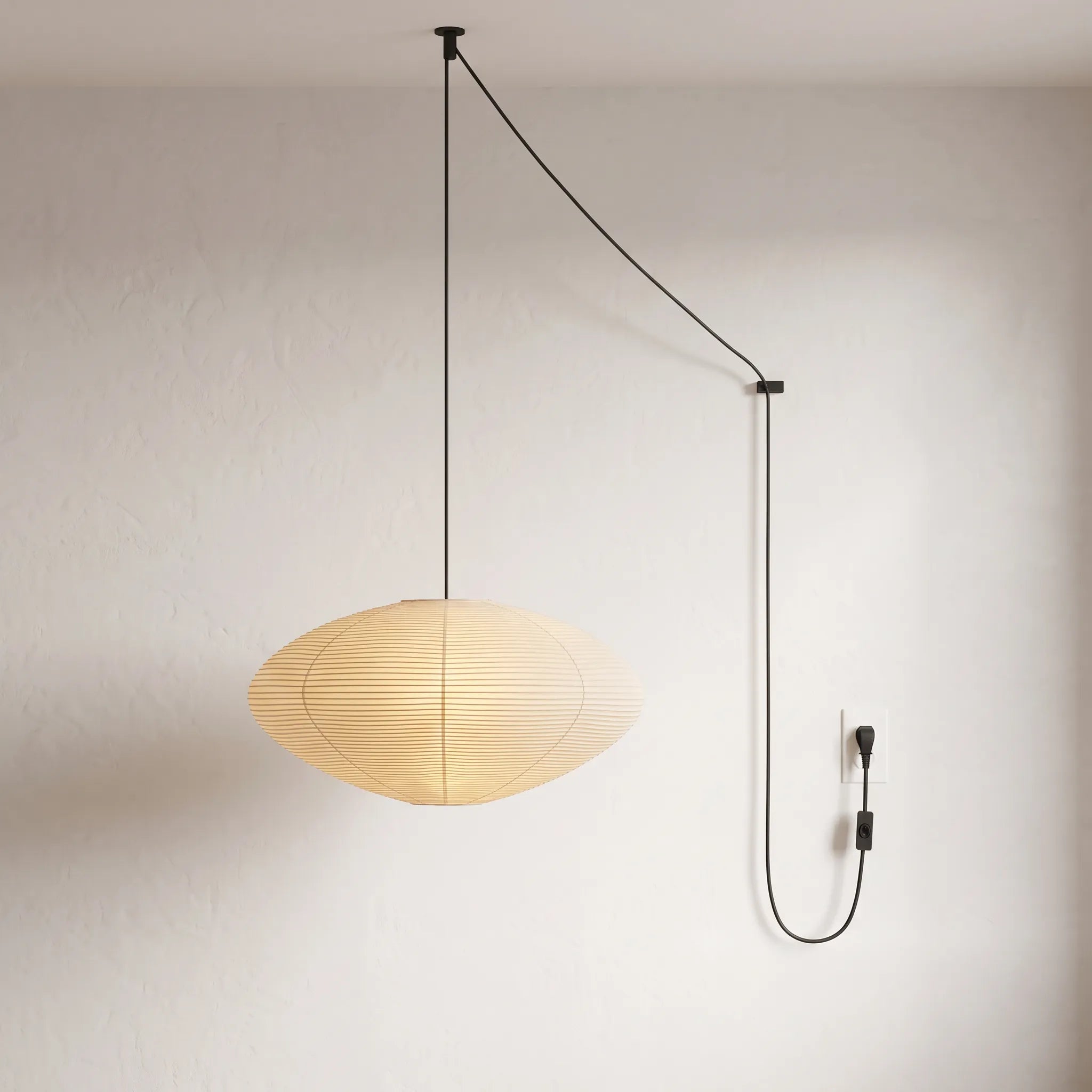 Akita Rice Paper Japandi Saucer Pendant Light
