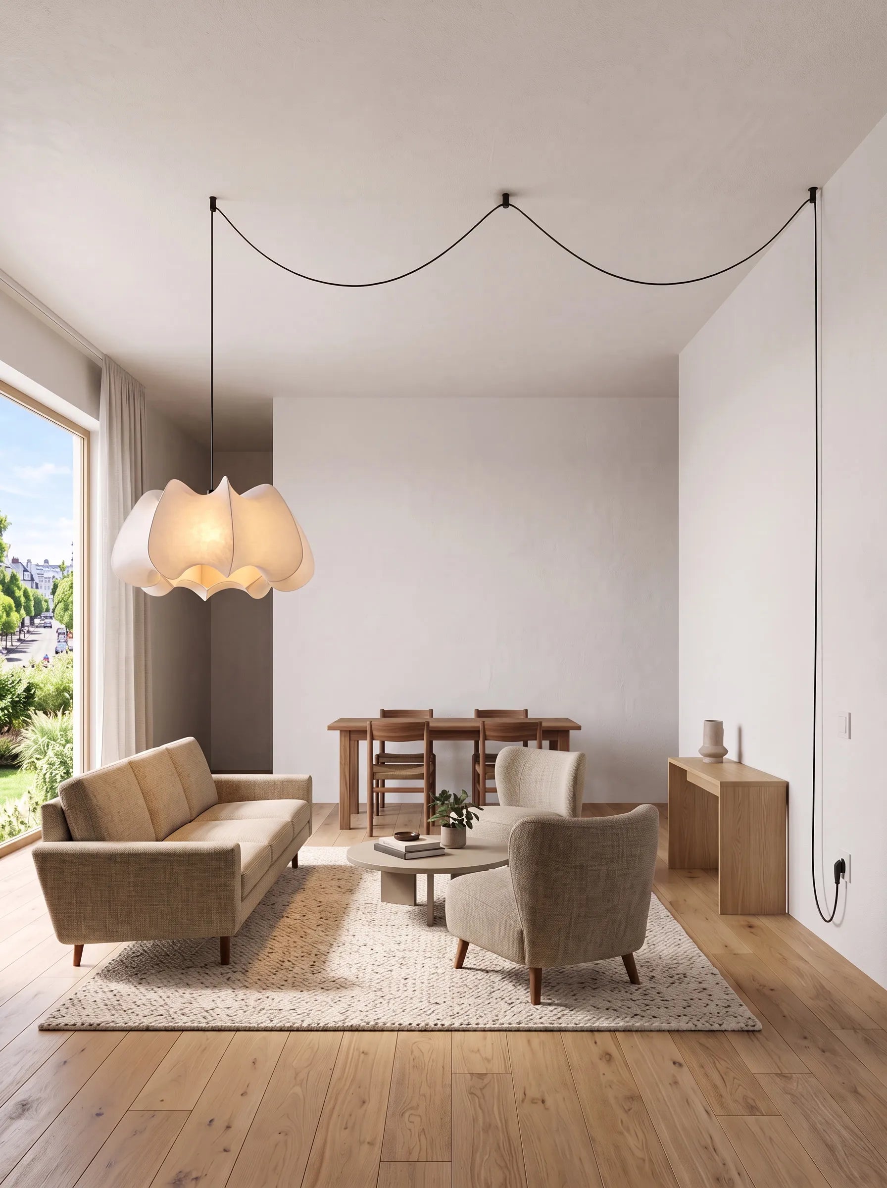 Nelson Silk Petal Bubble Japandi Pendant Light