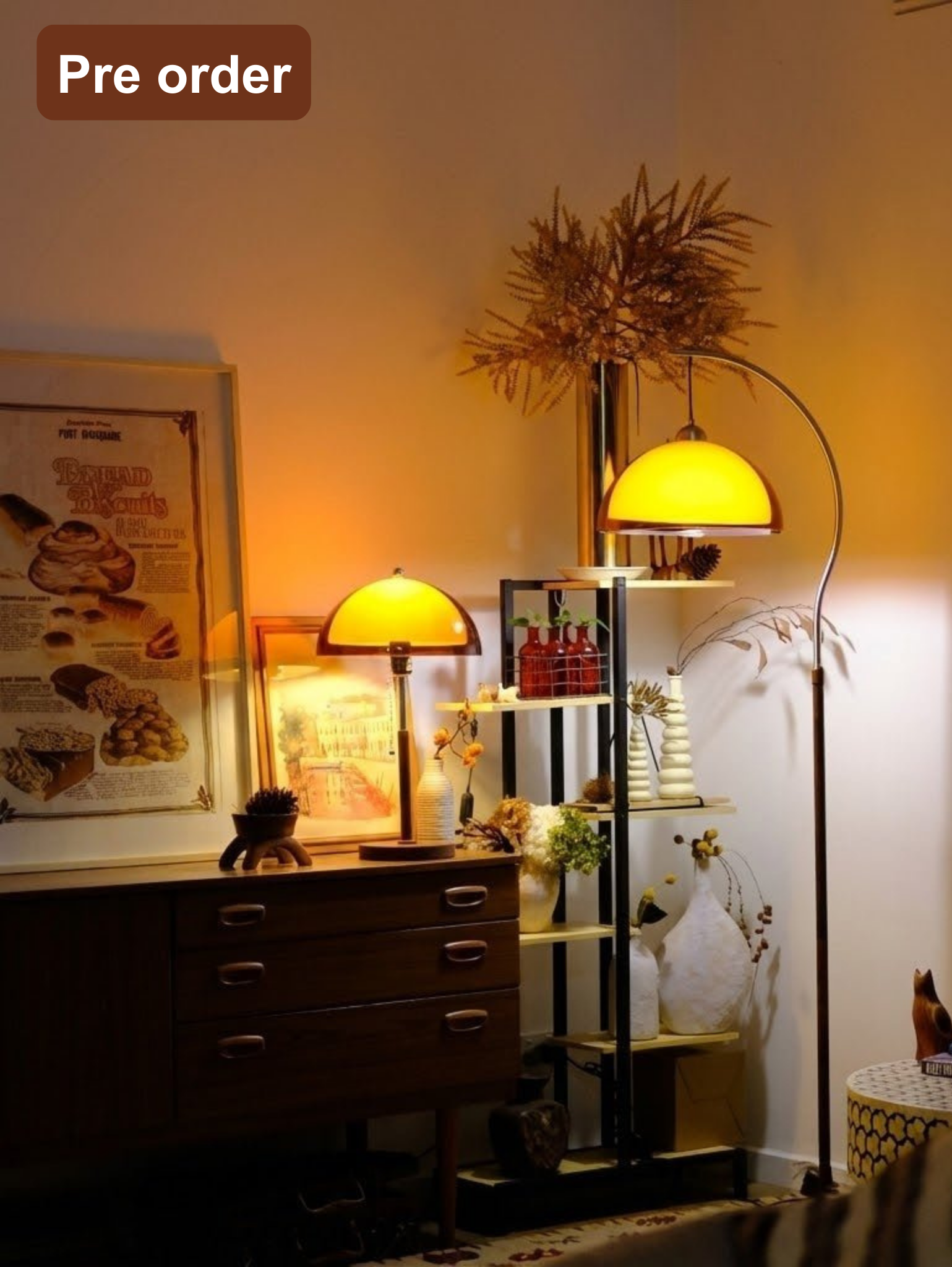 Coby Arc Floor & Coby+ Table Lamp Set (No Shelf) - Homezee