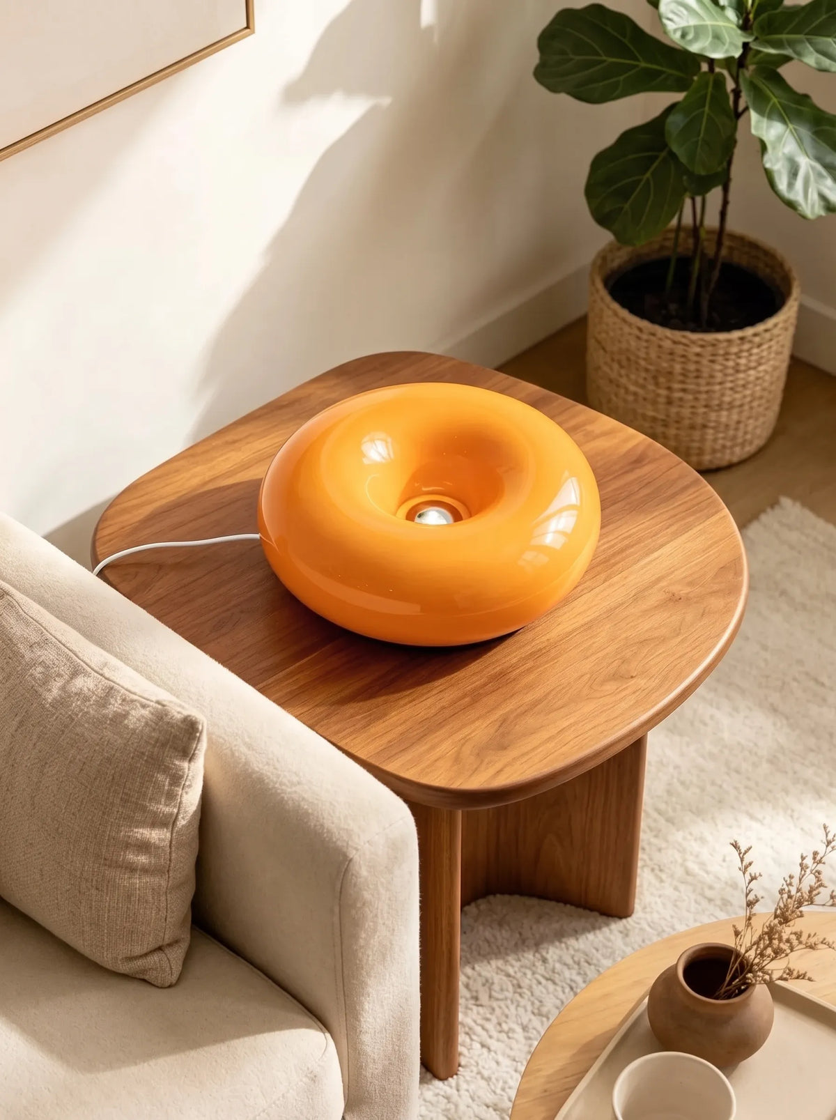 Retro Orange Donut Lamp Duo (Wall & Table Versions)
