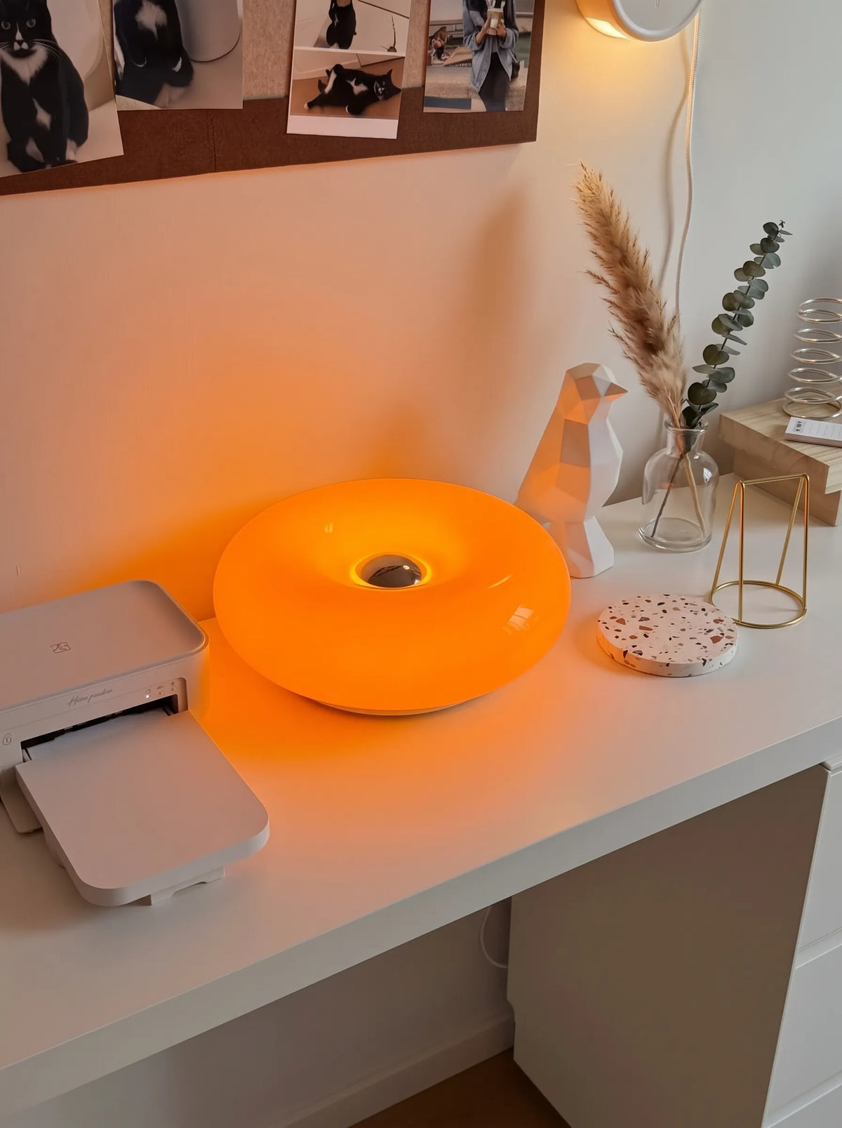Retro Orange Donut Lamp Duo (Wall & Table Versions)