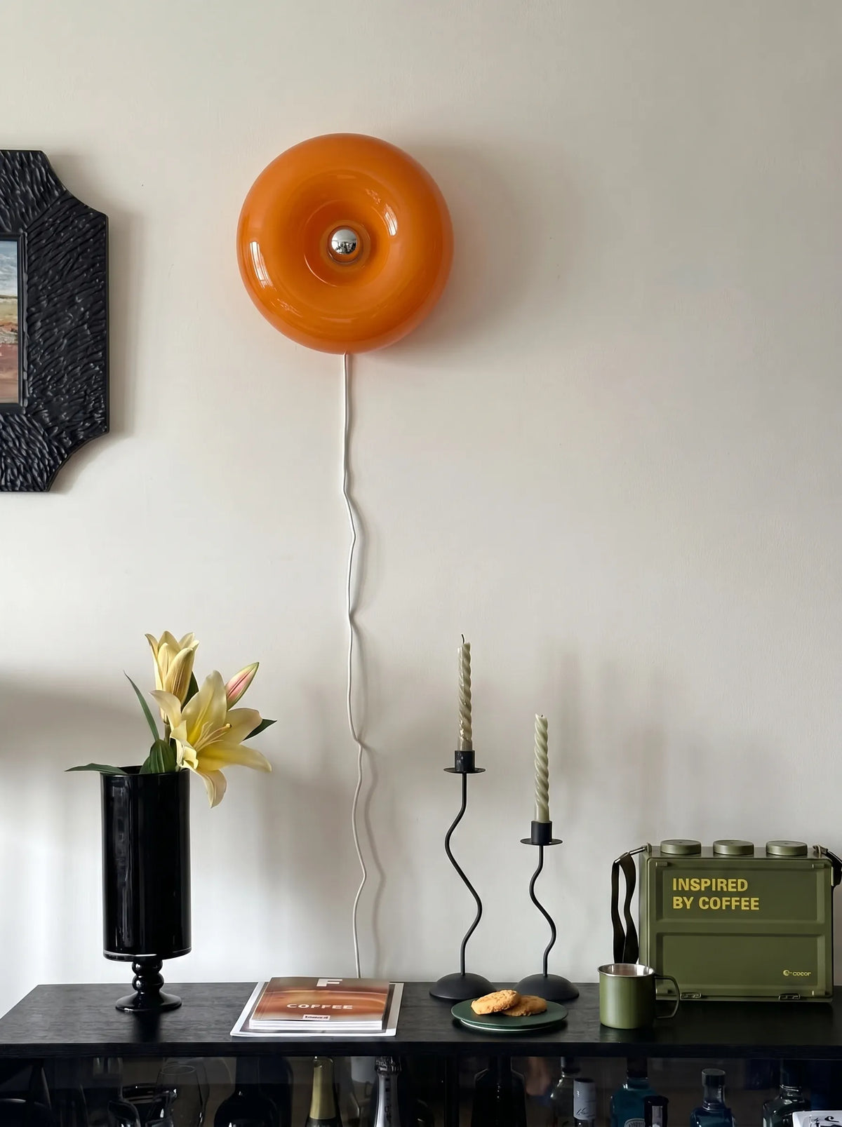 Retro Orange Donut Lamp Duo (Wall & Table Versions)