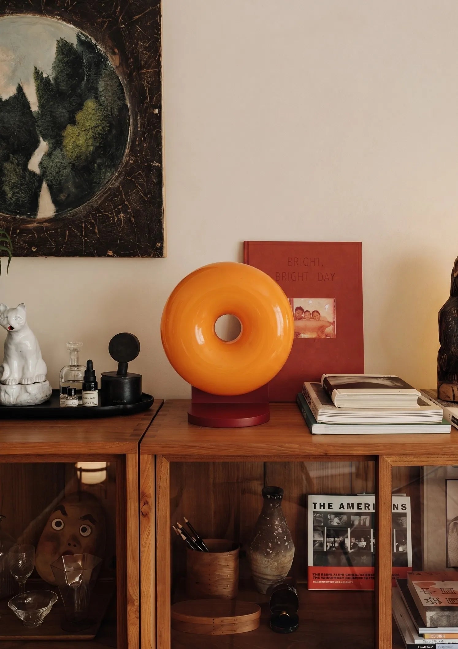 Retro Orange Donut Lamp Duo (Wall & Table Versions)