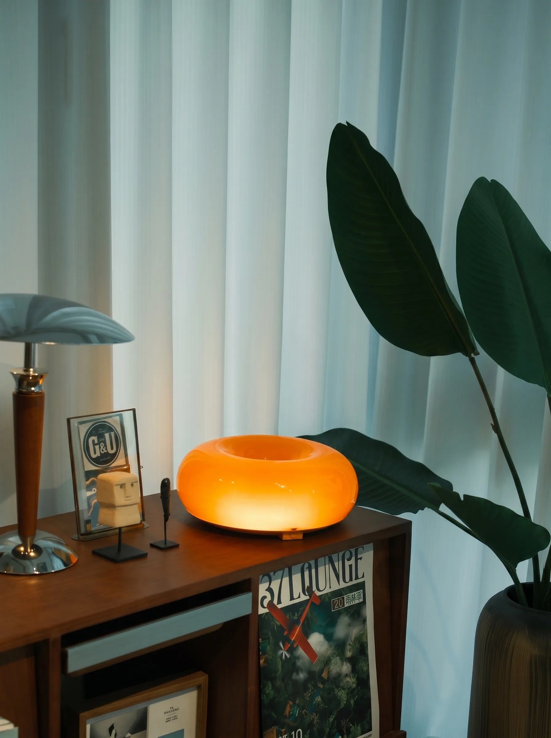 Retro Orange Donut Lamp Duo (Wall & Table Versions)