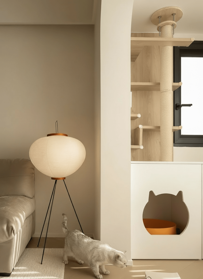 Akita Rice Paper Floor Lamp - Homezee