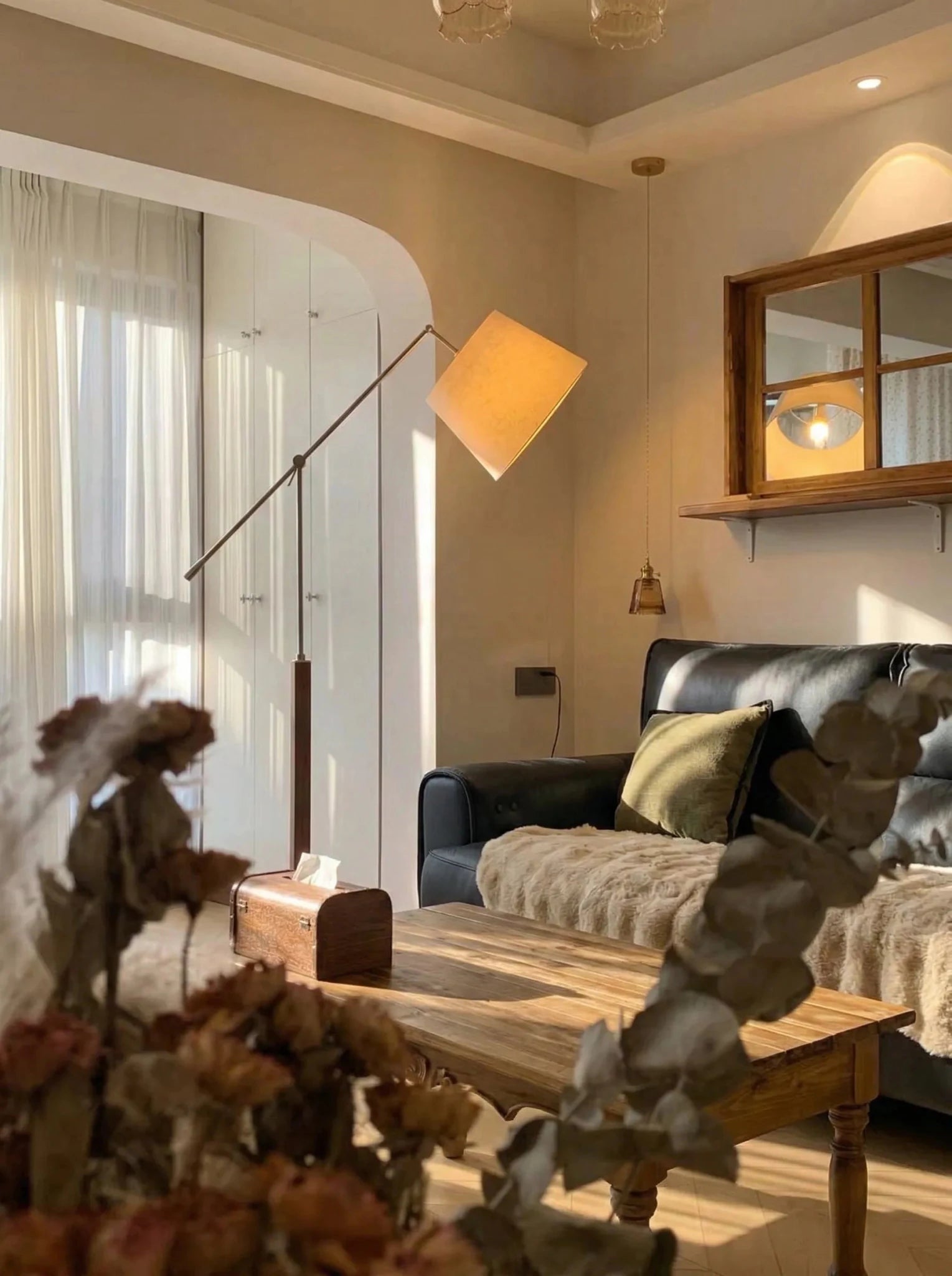 Beamline Swing Arm Floor & Table Lamp - Homezee