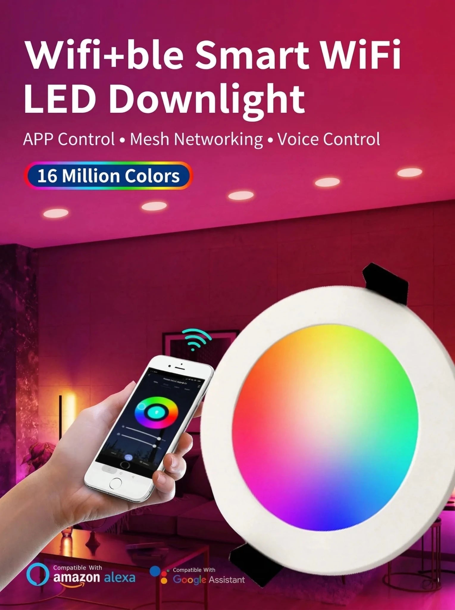 Homezee Smart Wi - Fi Recessed Downlight Multicolour (E27) - Homezee