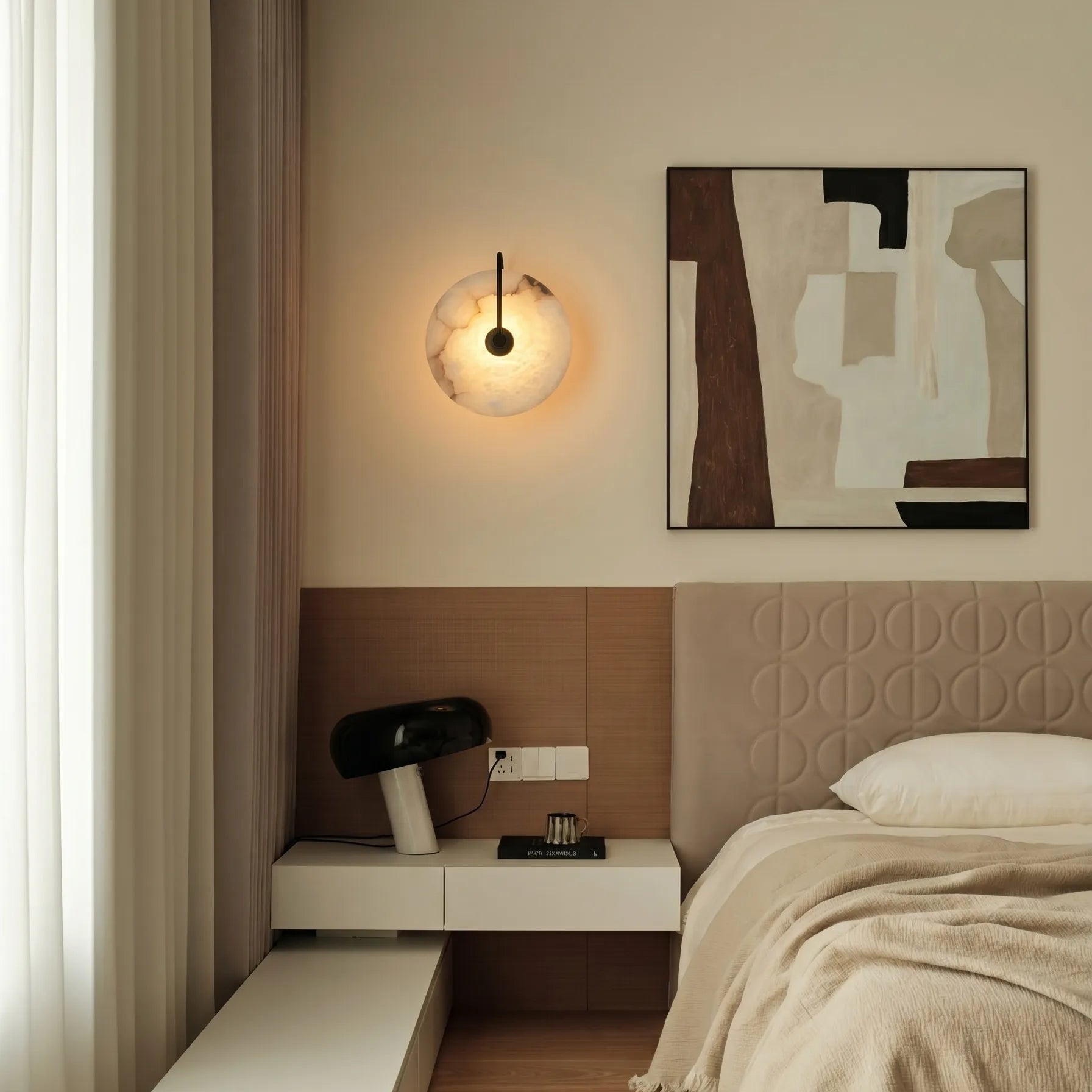 Zarra Alabaster Disc LED Wall Sconce