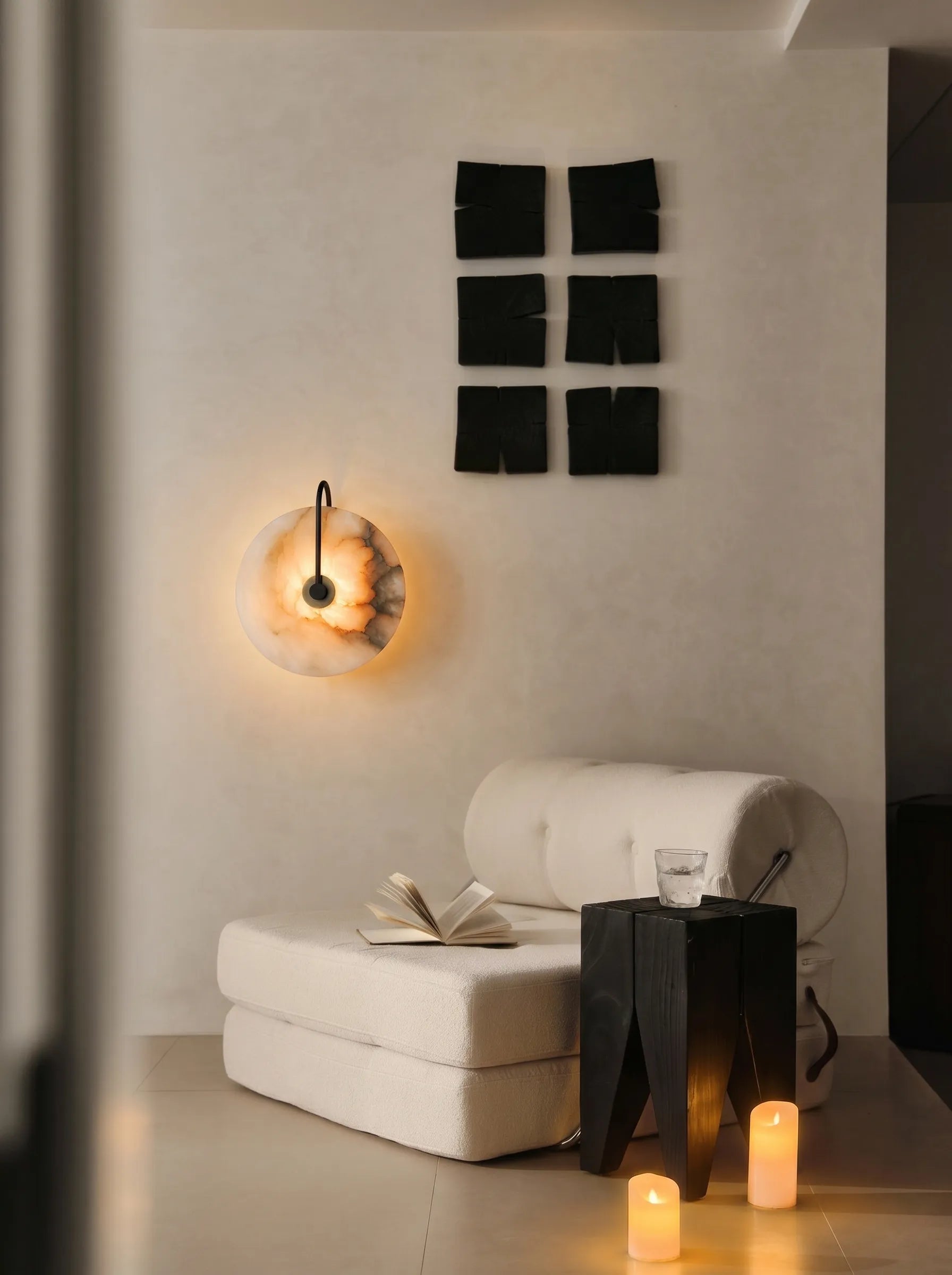 Zarra Alabaster Disc LED Wall Sconce