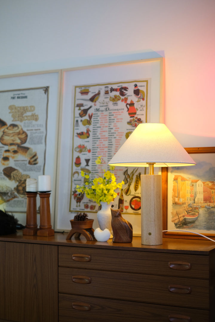 Modern Scandinavian bedside lighting setup featuring Morgan Lamp