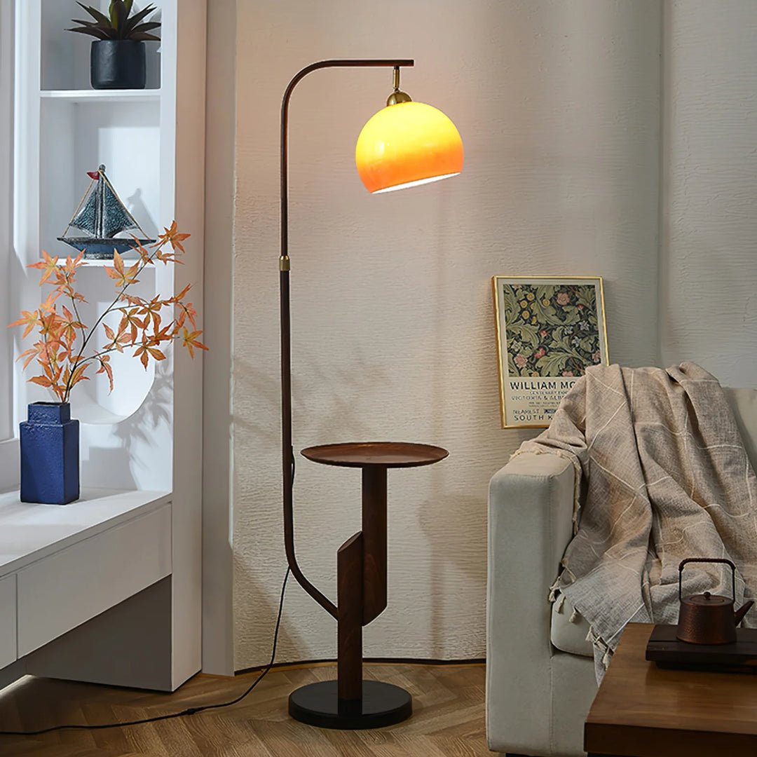 Carla Arc Floor Lamp with Side Table - Homezee