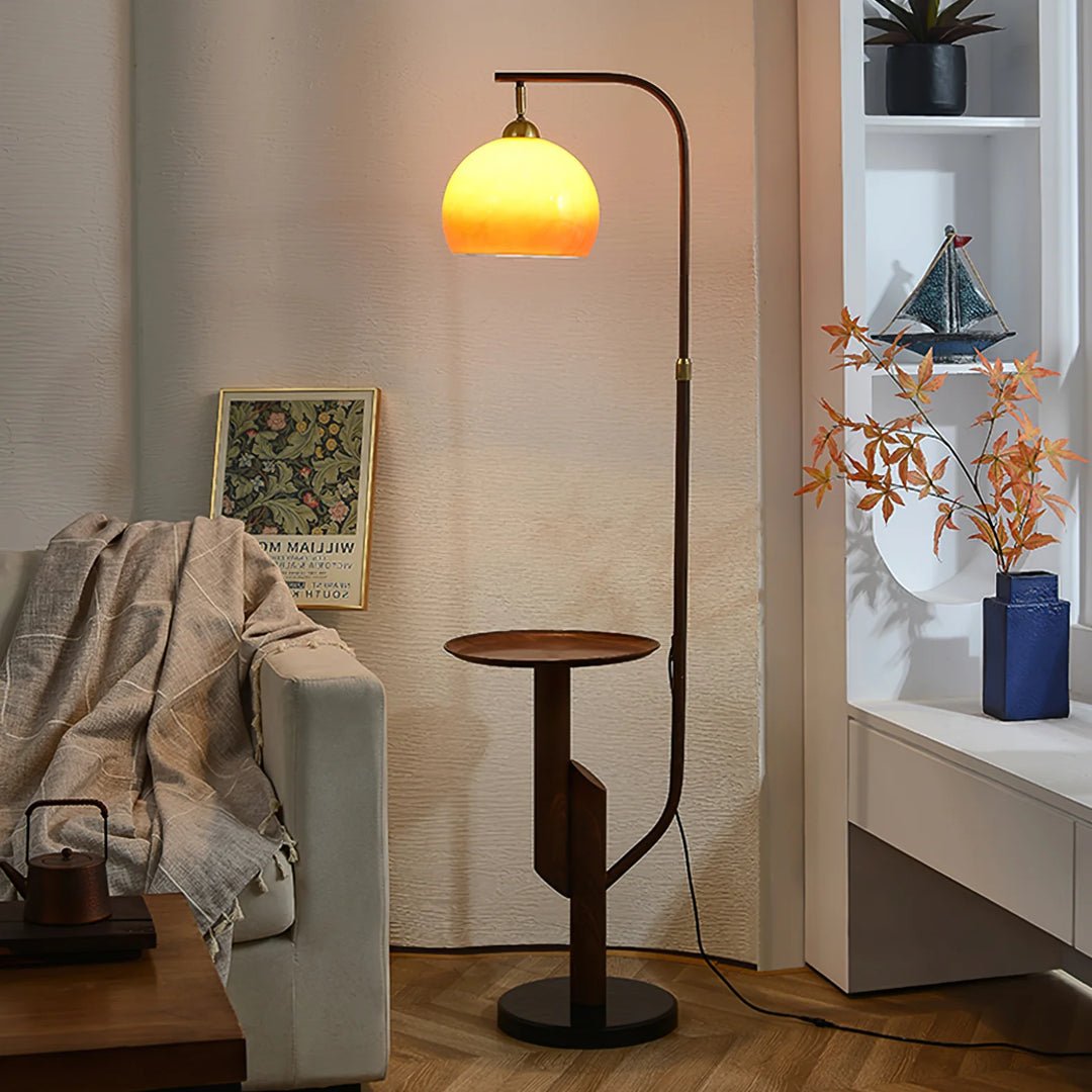 Carla Arc Floor Lamp with Side Table - Homezee
