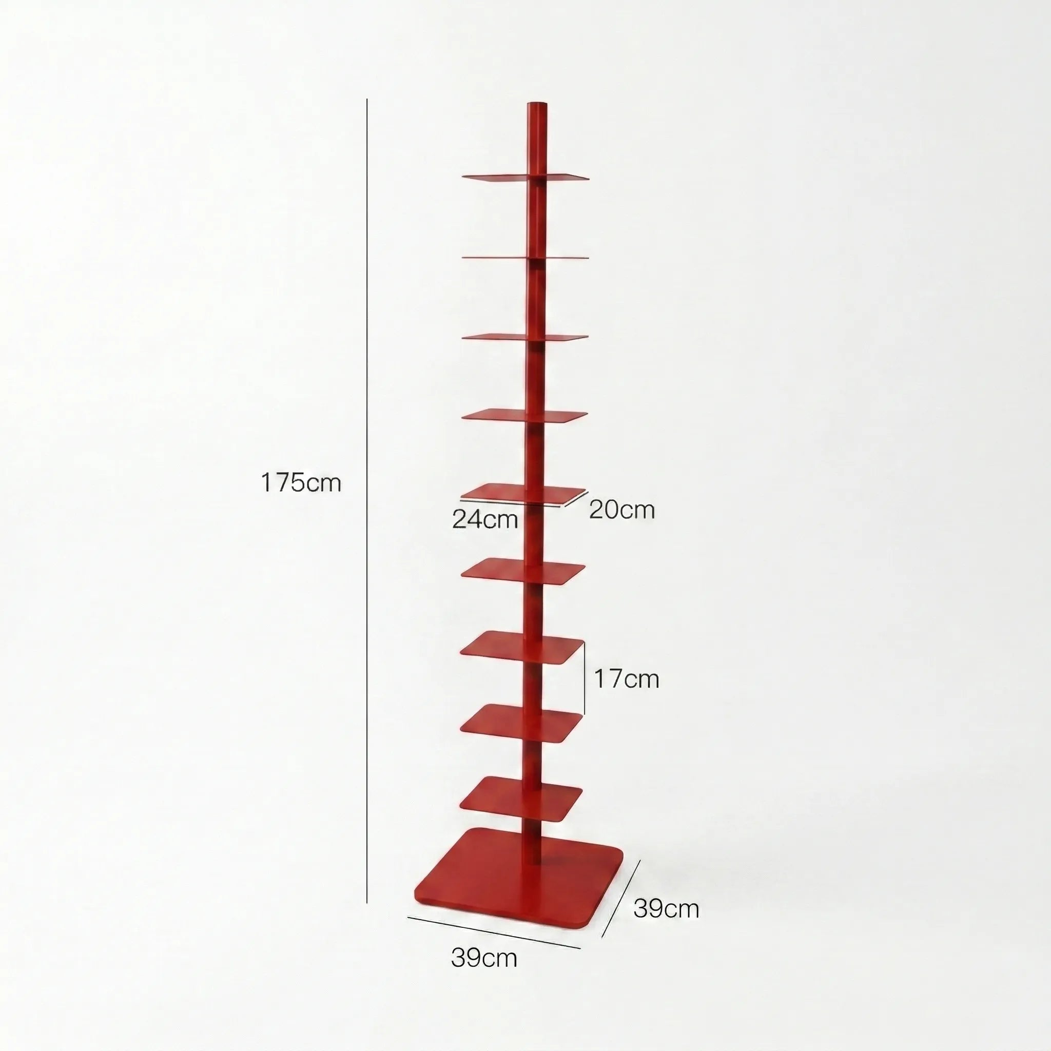 Vertical Spine Book Tower Metal Book Organizer 9-Tier Rotating Spine Bookshelf