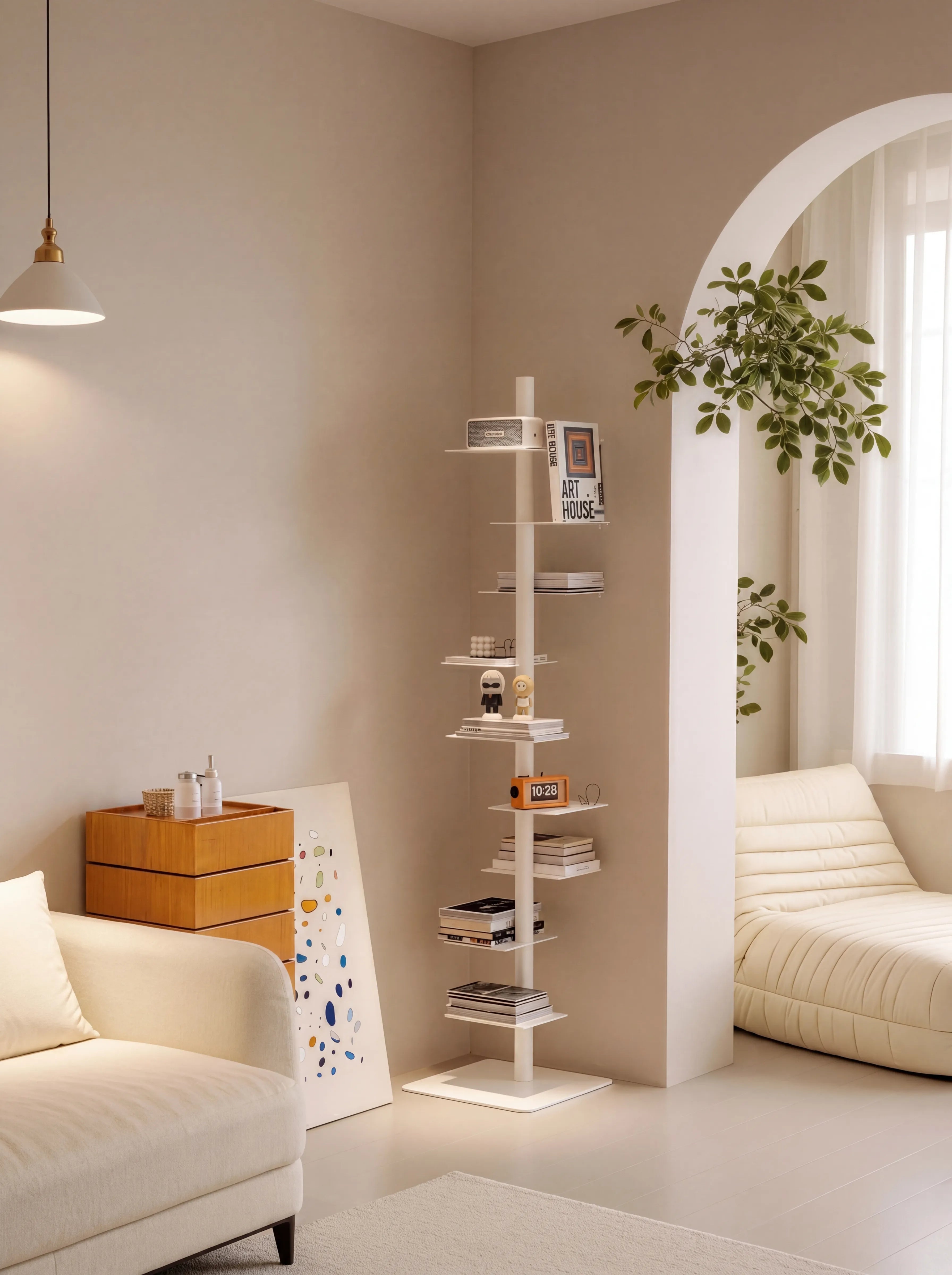 Vertical Spine Book Tower Metal Book Organizer 9-Tier Rotating Spine Bookshelf