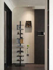 Vertical Spine Book Tower Metal Book Organizer 9-Tier Rotating Spine Bookshelf